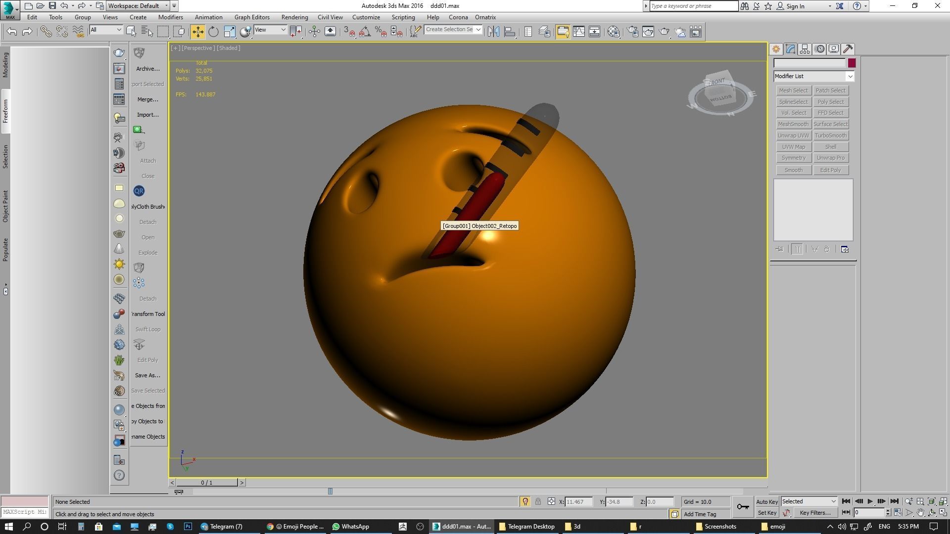 Emoji Face with Thermometer 3D model_5