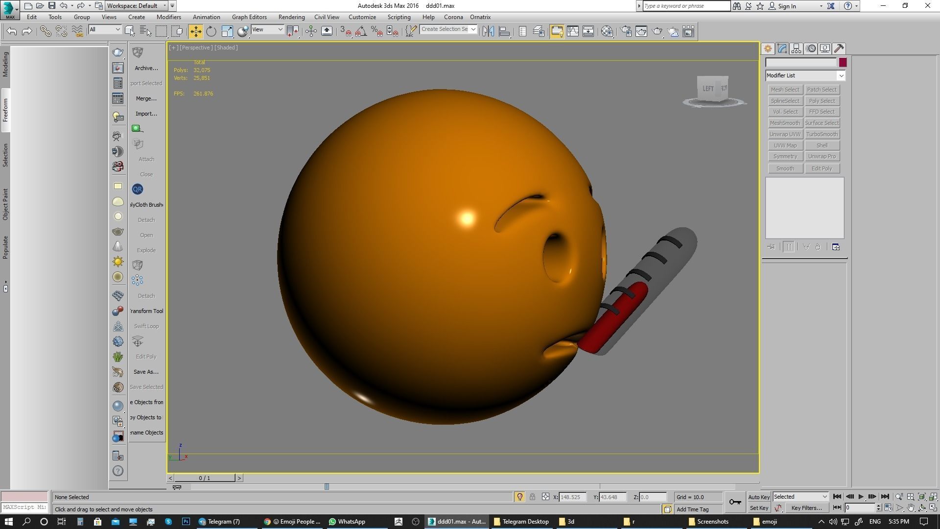 Emoji Face with Thermometer 3D model_3