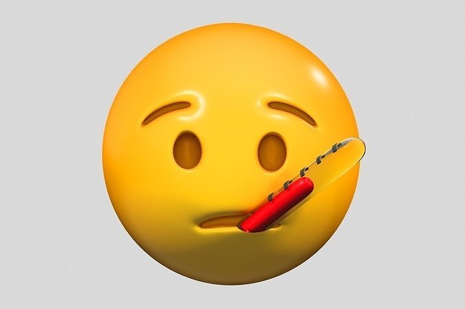 Emoji Face with Thermometer 3D model