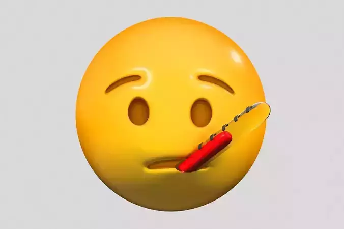 Emoji Face with Thermometer 3D model