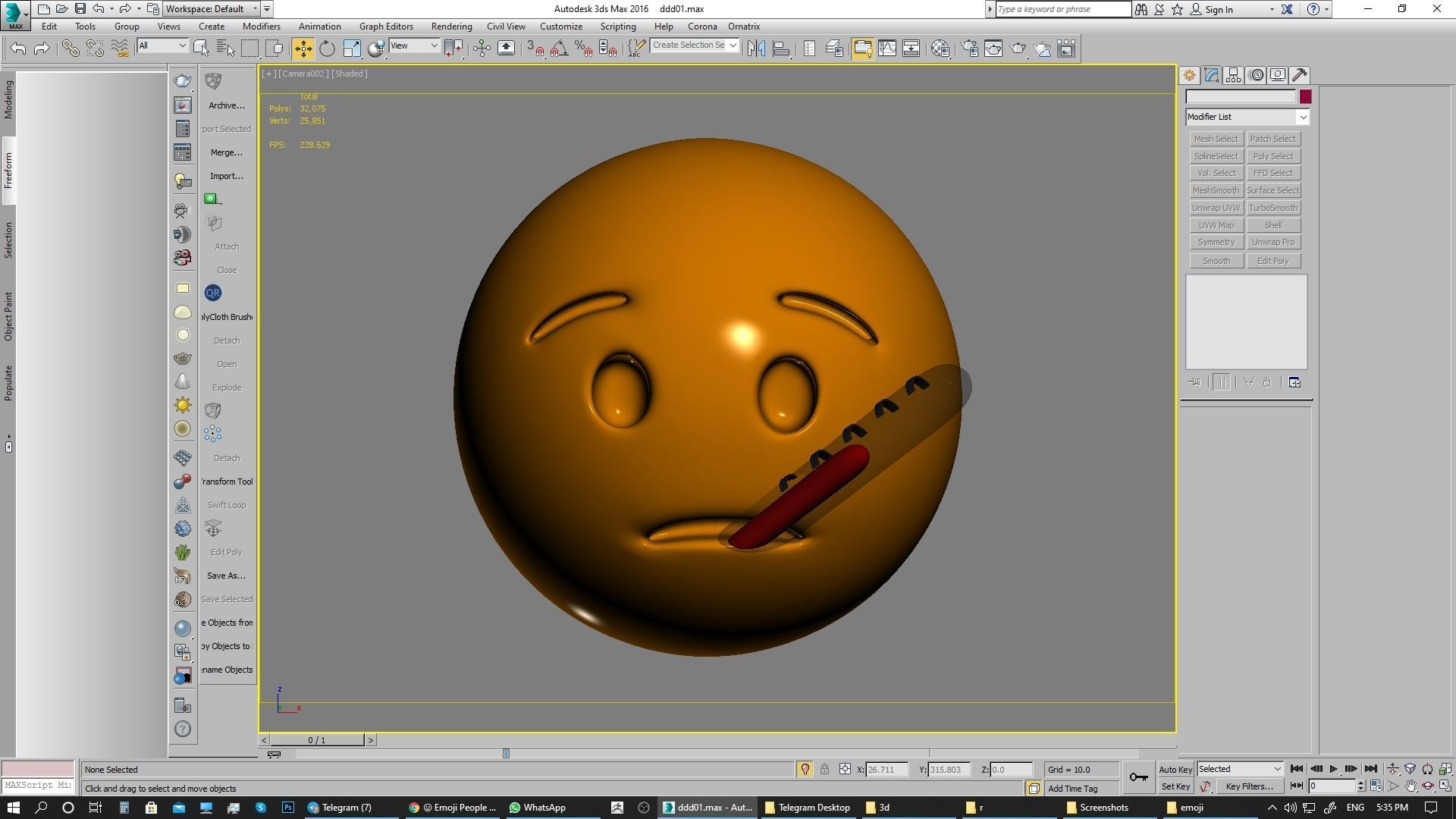 Emoji Face with Thermometer 3D model_9