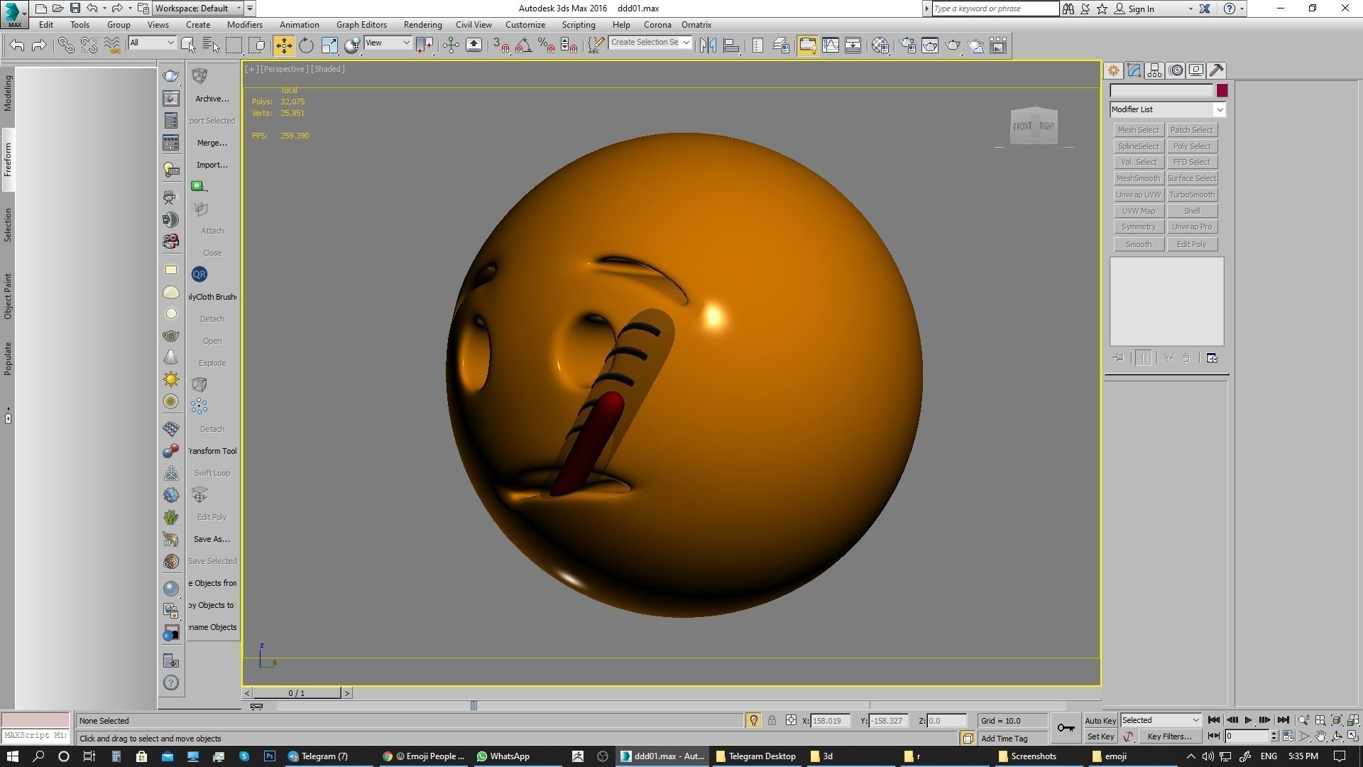 Emoji Face with Thermometer 3D model_2