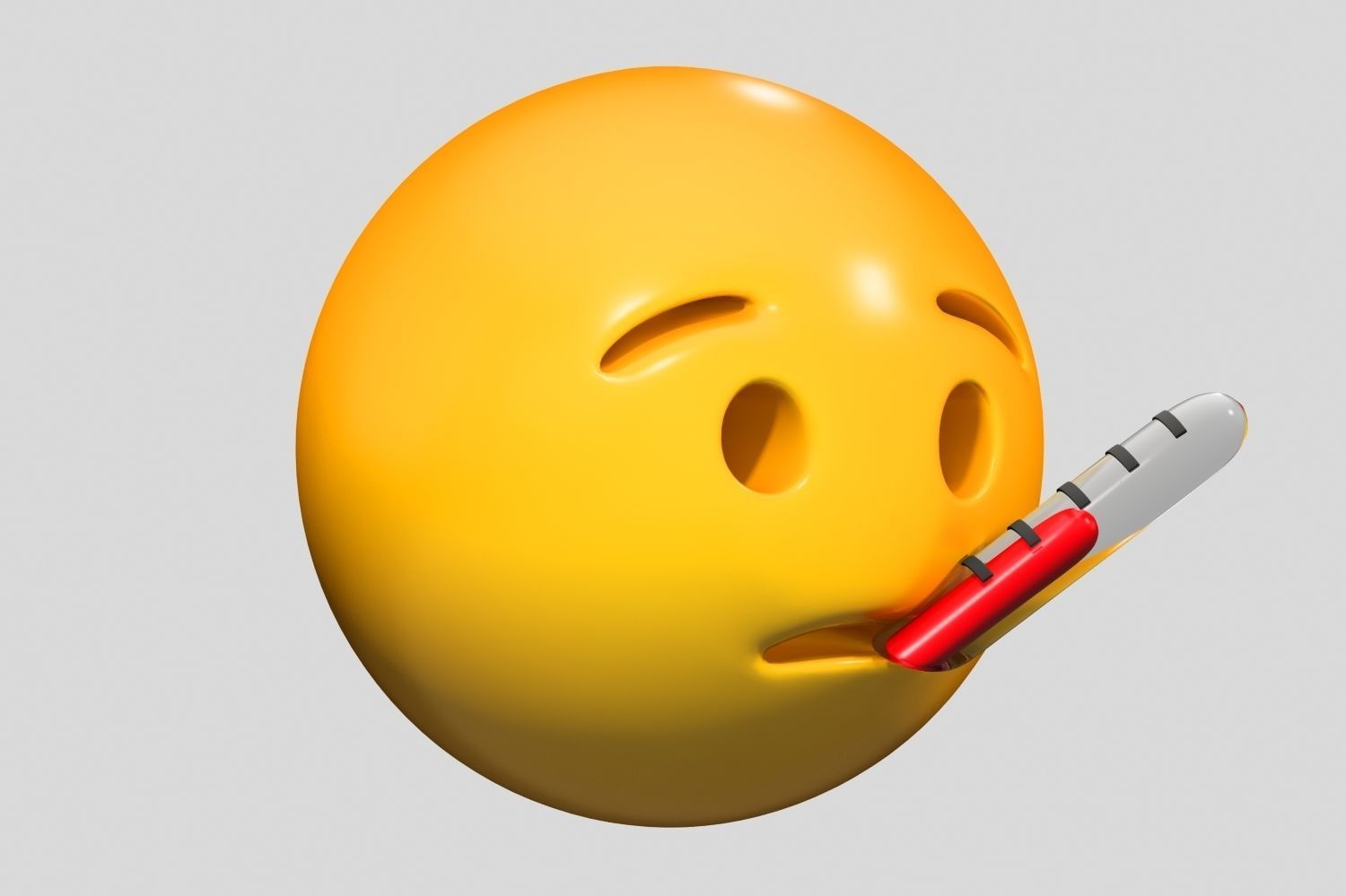 Emoji Face with Thermometer 3D model_1
