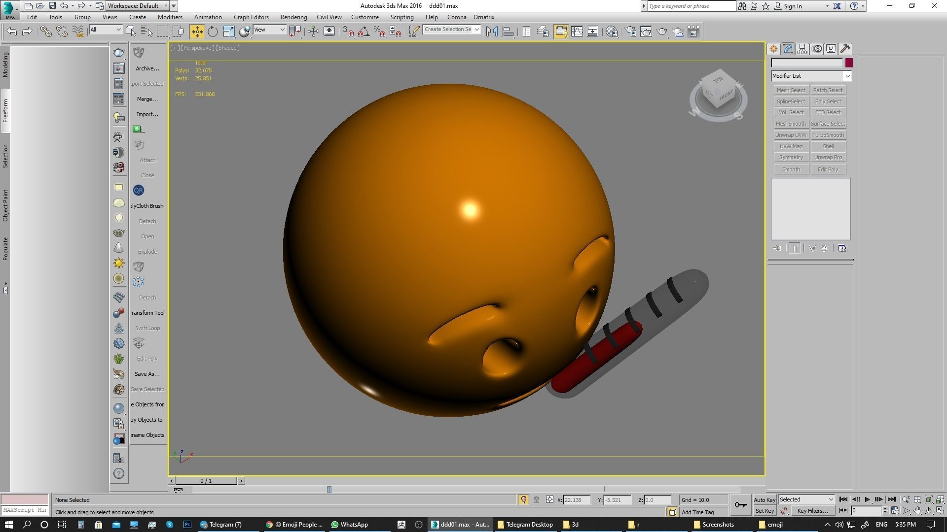 Emoji Face with Thermometer 3D model_6