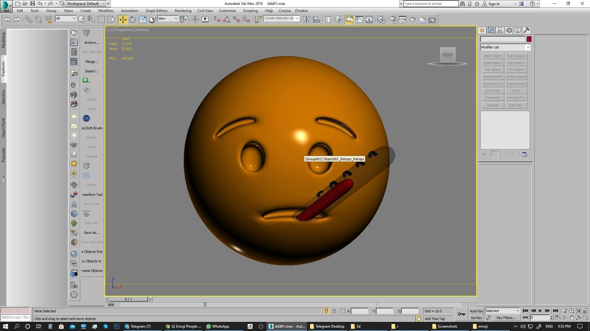 Emoji Face with Thermometer 3D model_7