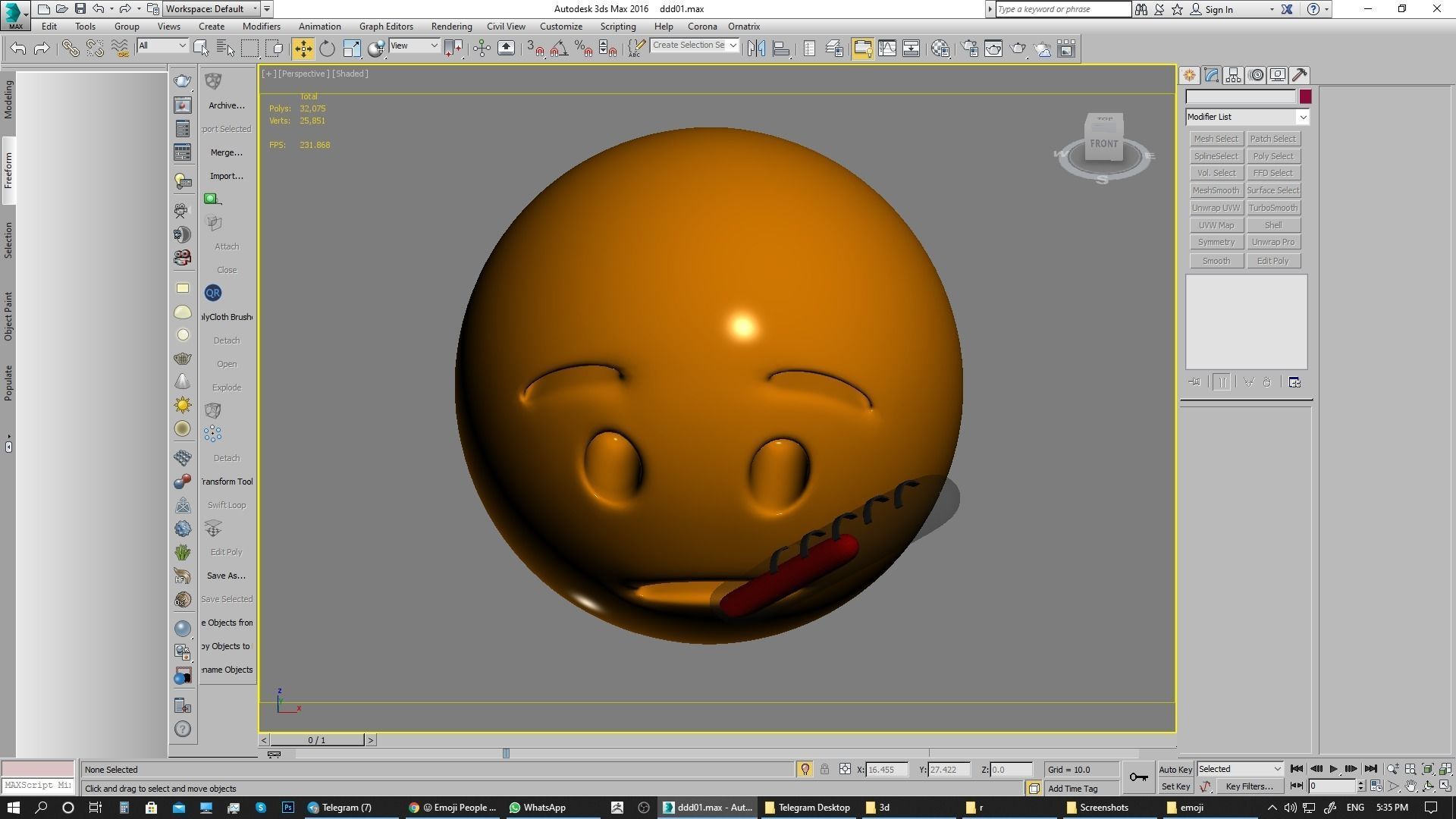 Emoji Face with Thermometer 3D model_4