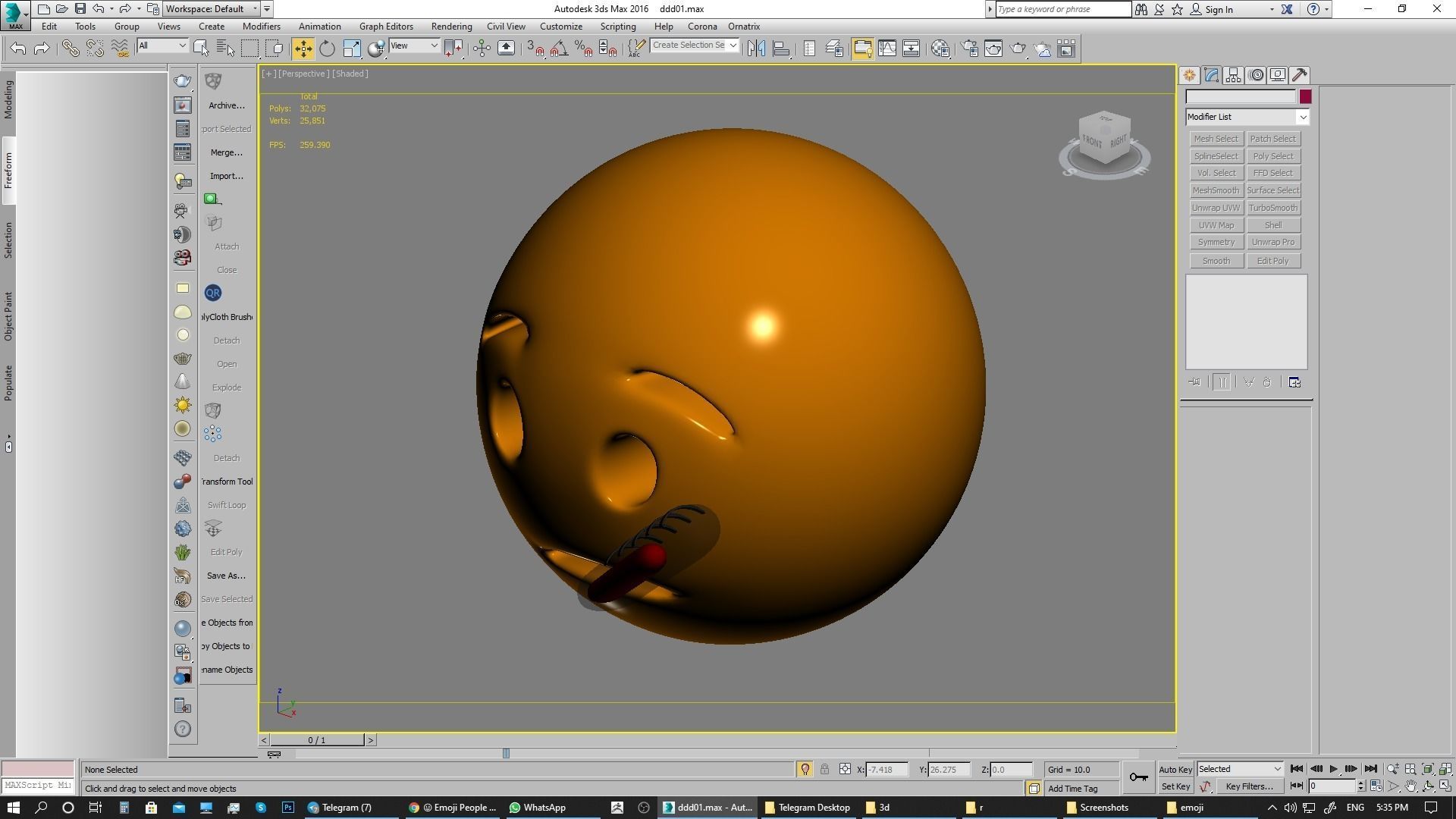 Emoji Face with Thermometer 3D model_11