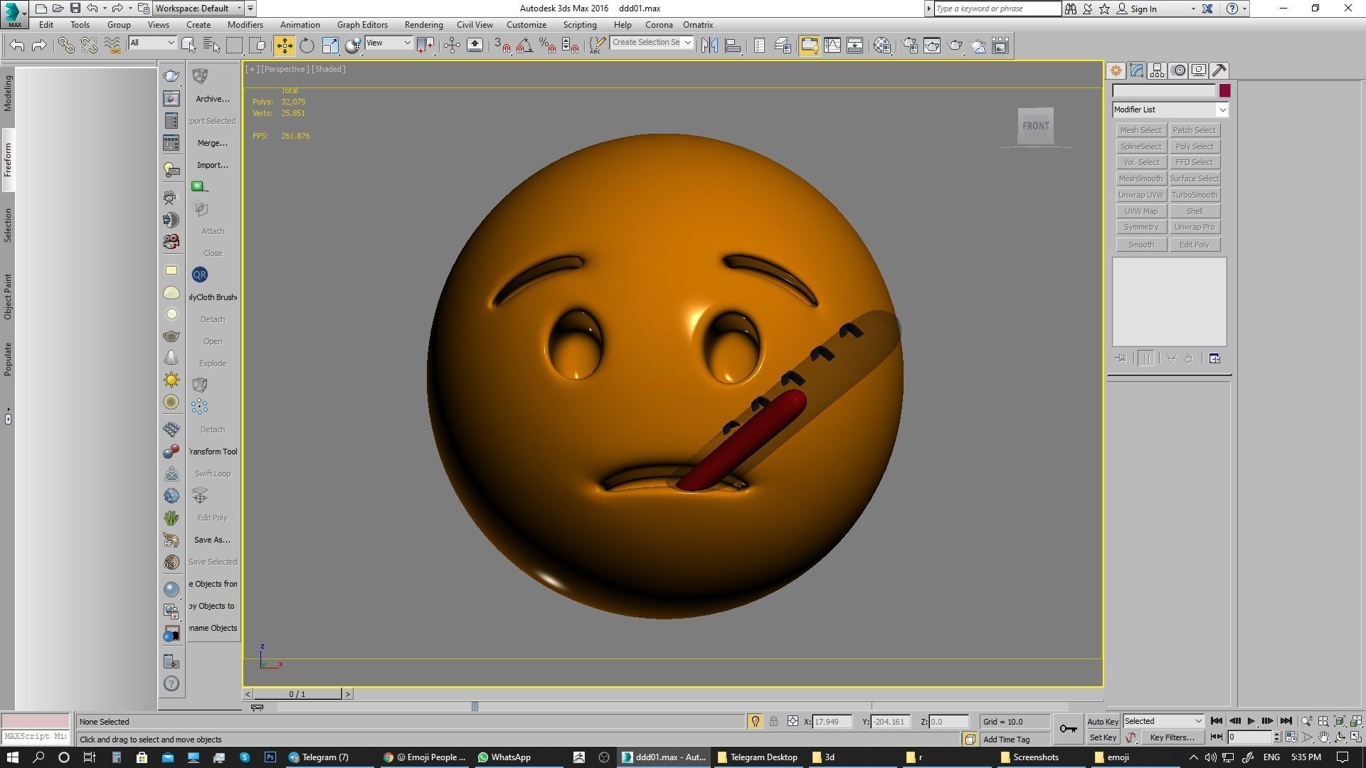 Emoji Face with Thermometer 3D model_8