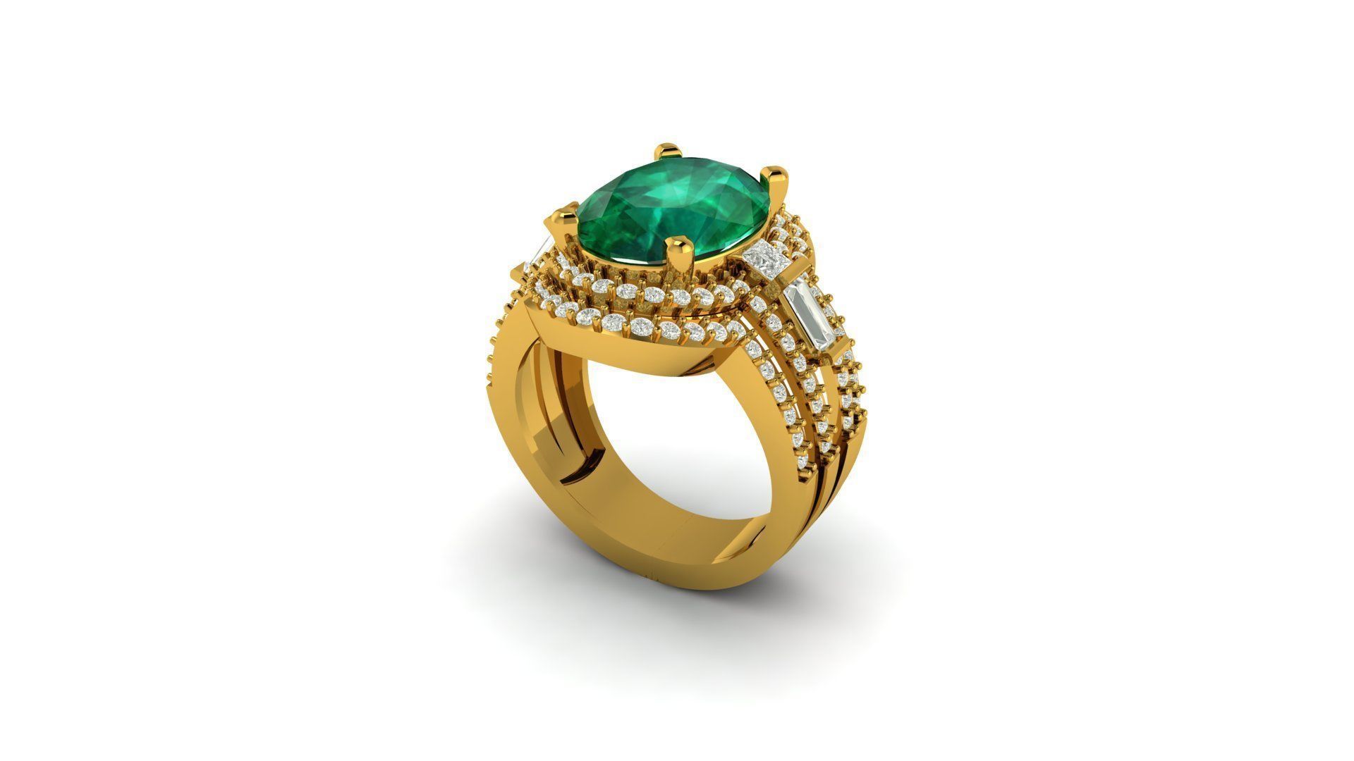 Emrald ring 3D print model_2