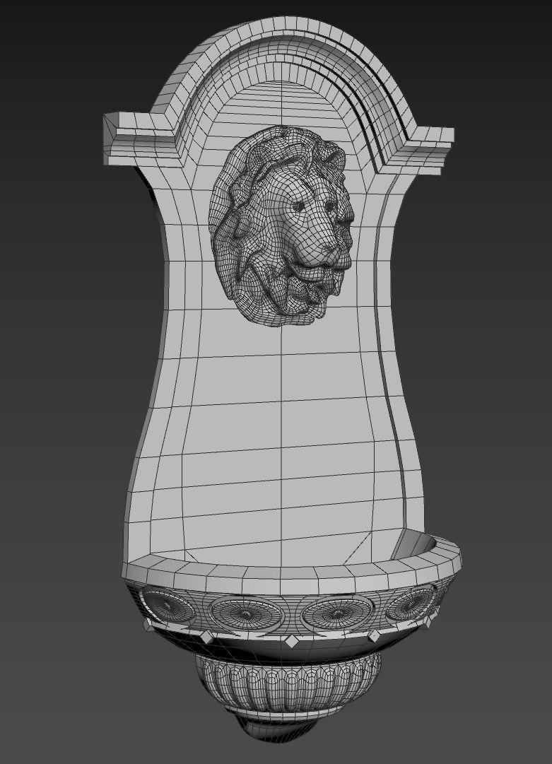 Wall Lion Fountain 3D model_1