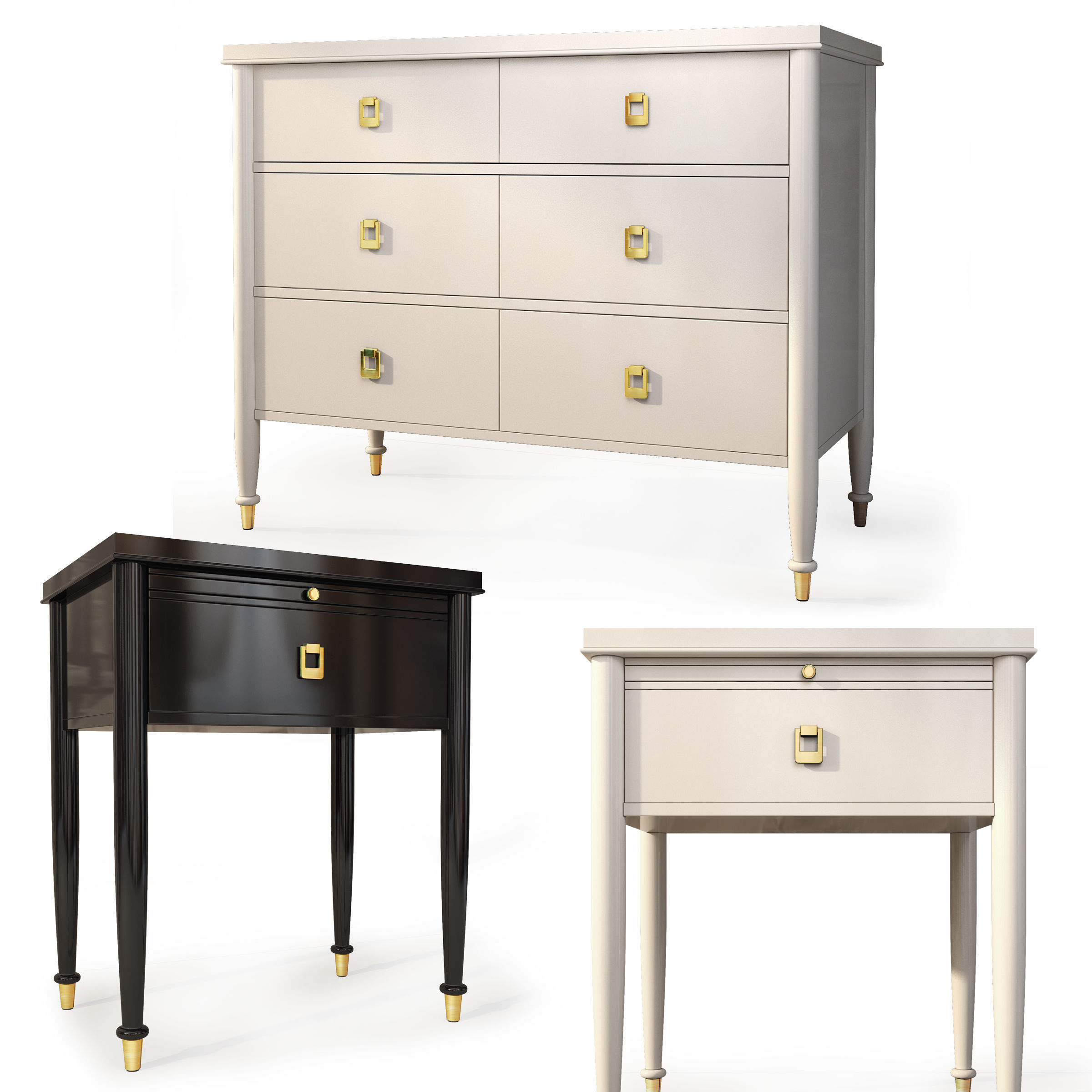 Dresser nightstand Lacourte by Williams Sonoma 3D model_0