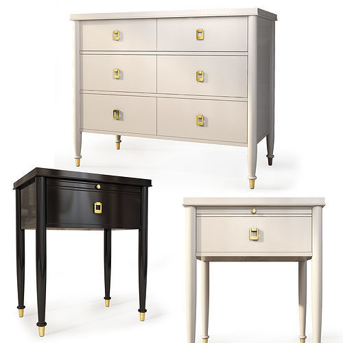 Dresser nightstand Lacourte by Williams Sonoma 3D model