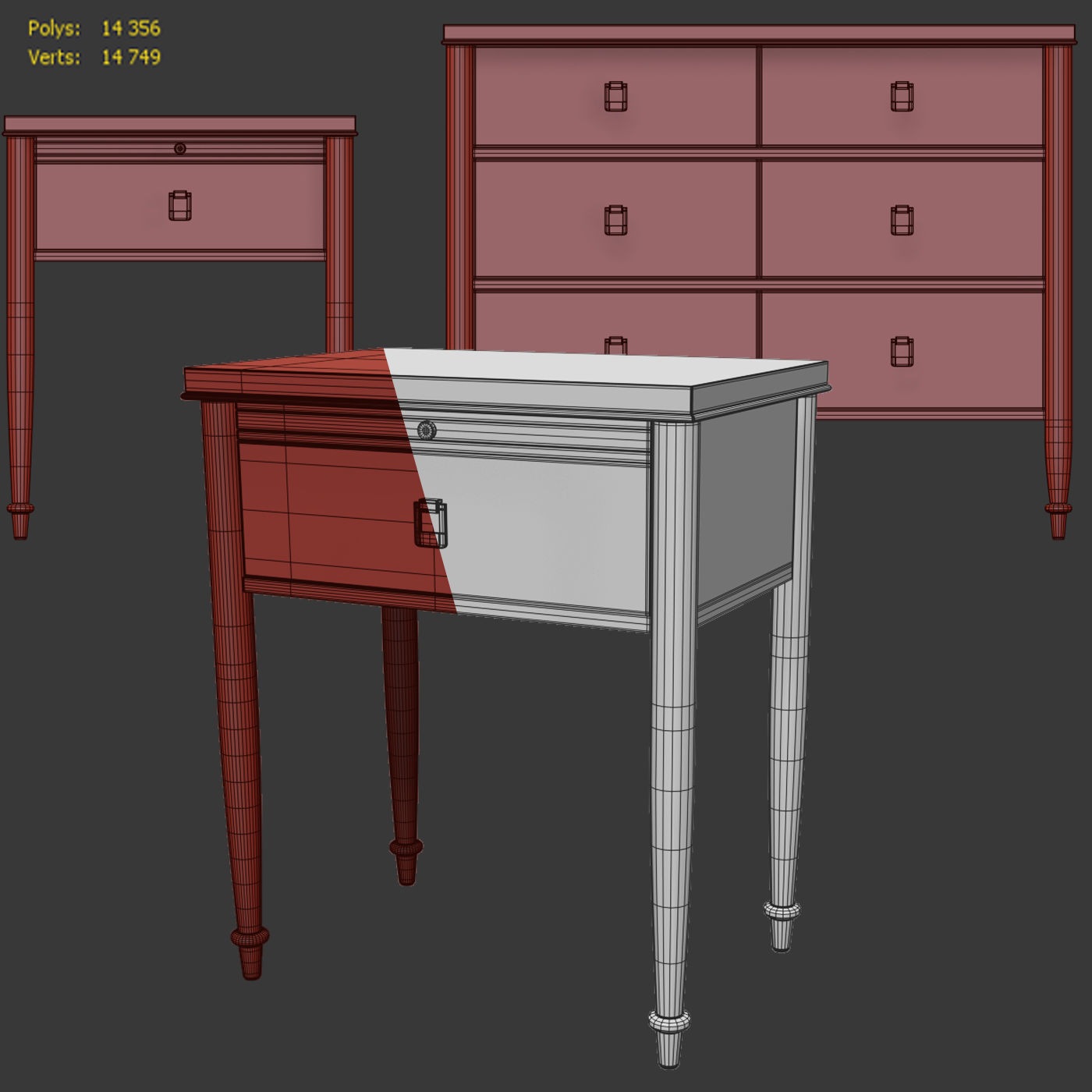Dresser nightstand Lacourte by Williams Sonoma 3D model_3