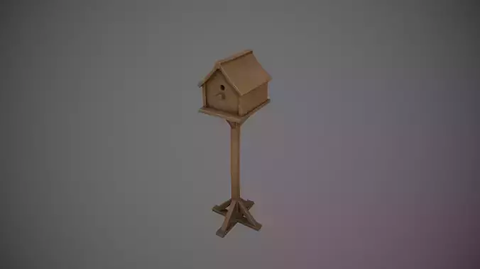 Wooden Garden Birdhouse Low-poly 3D model