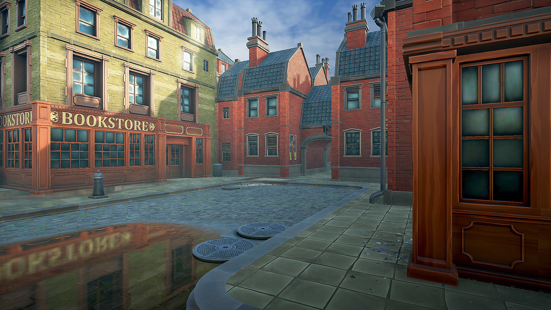Stylized Town Low-poly 3D model_3
