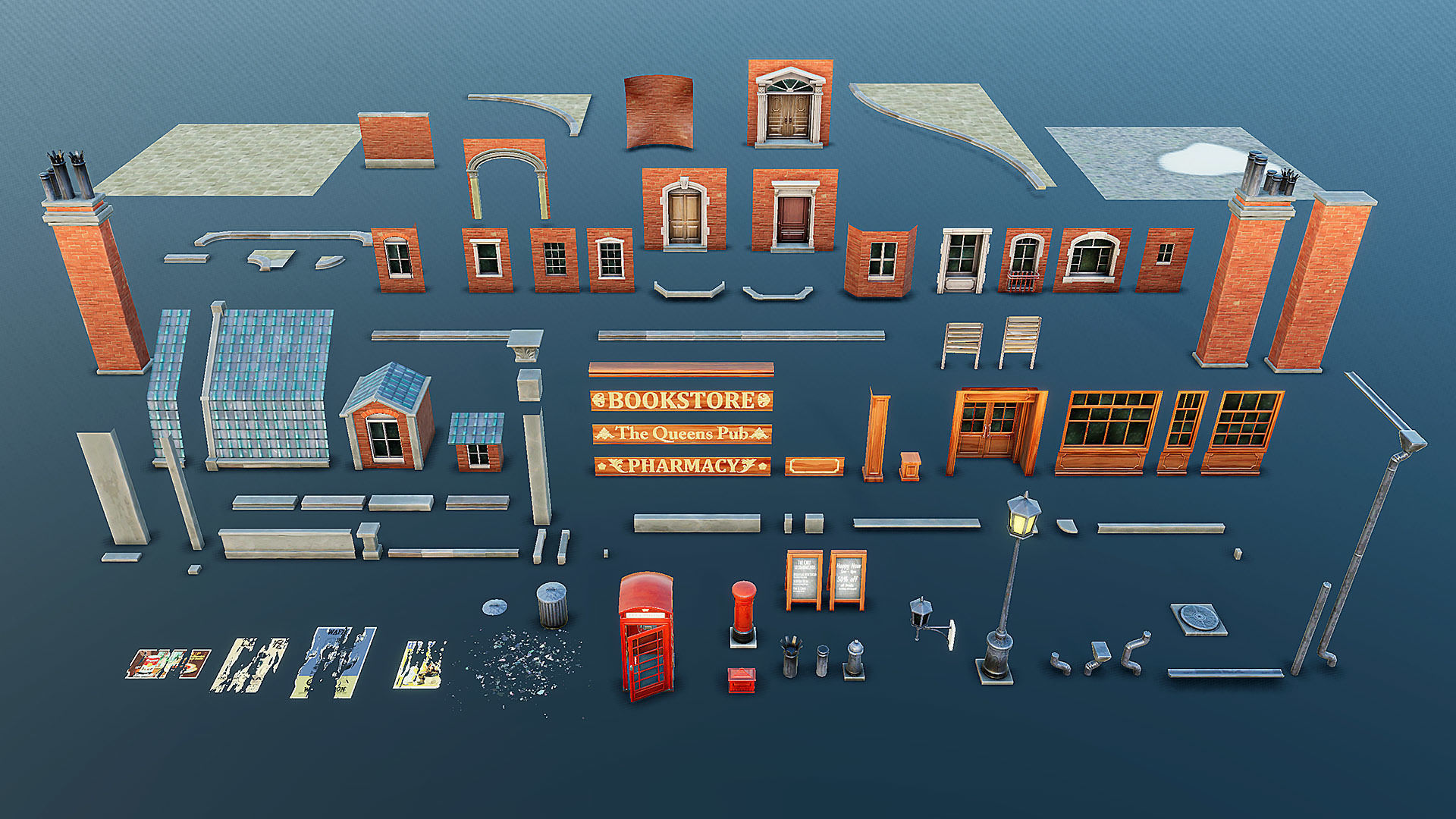 Stylized Town Low-poly 3D model_13