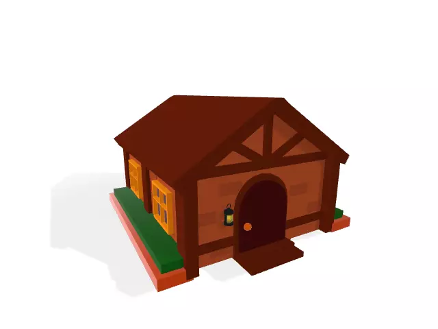 Normal Medieval House  Low-poly 3D model_0