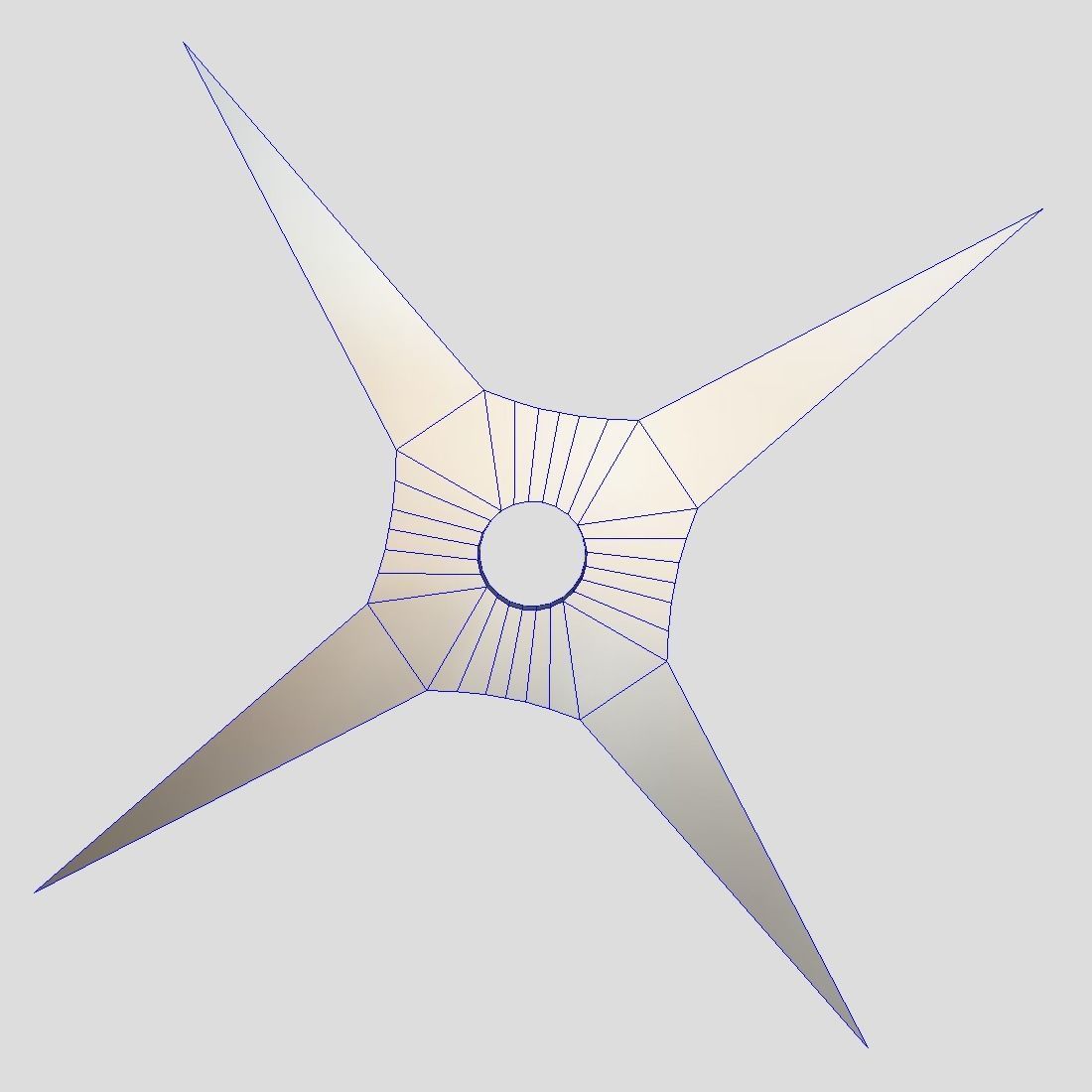 Shuriken 4 metal star Low-poly 3D model_3