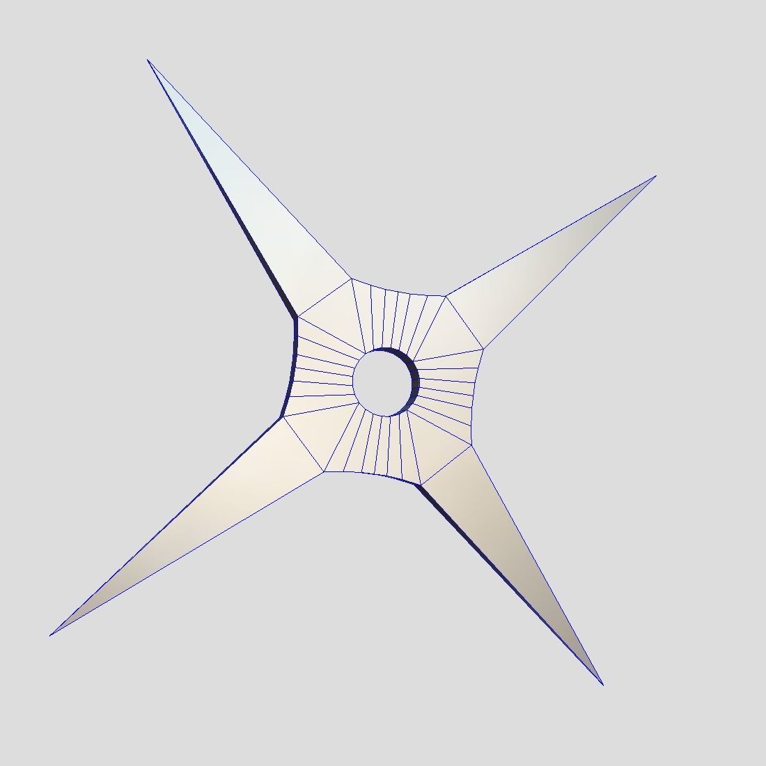 Shuriken 4 metal star Low-poly 3D model_1