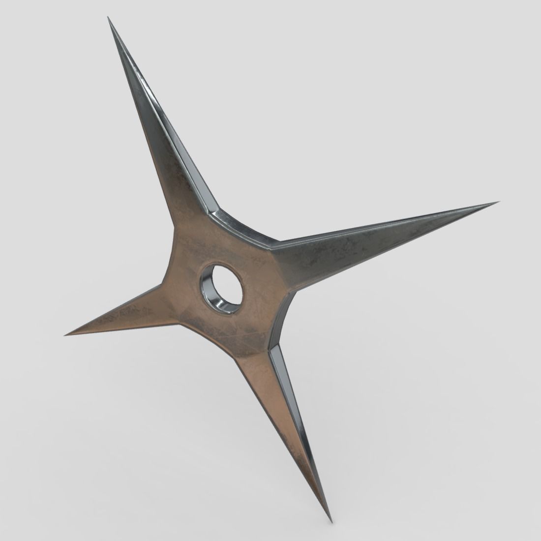 Shuriken 4 metal star Low-poly 3D model_4