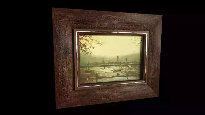 Harbor Oil Painting 3D model