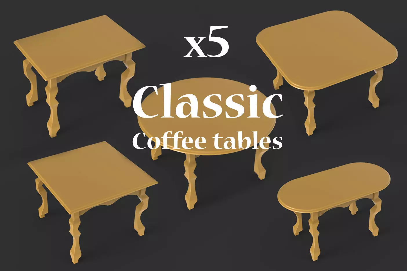 5 Shape Coffee Table 3D model_0