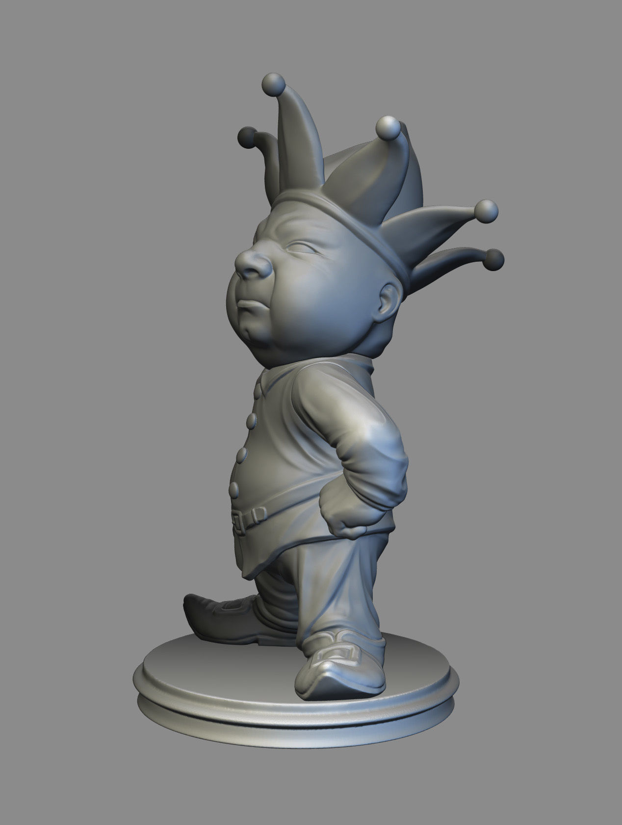 Gnome-joker figurine of man wearing crown 3D print model_3