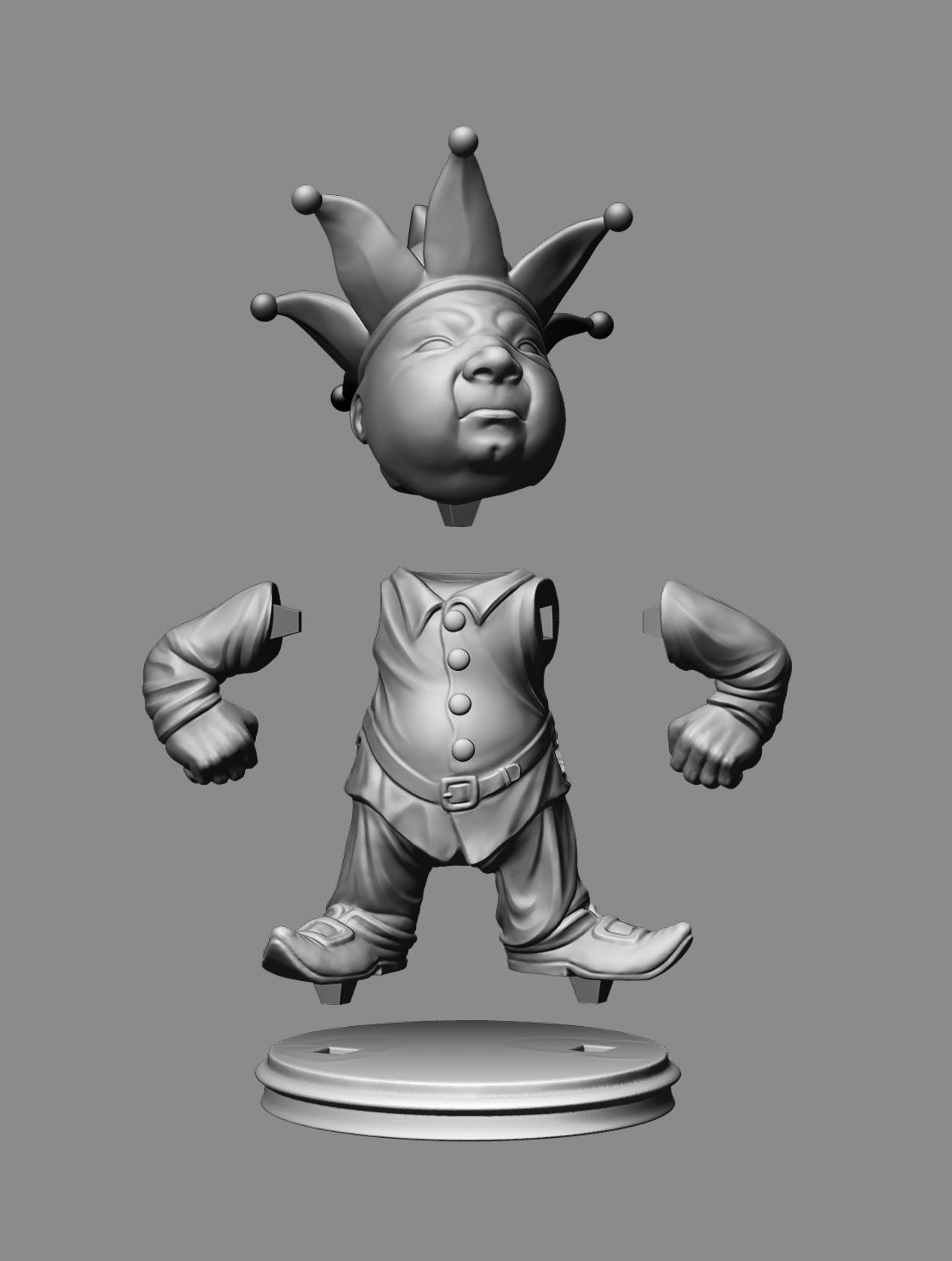 Gnome-joker figurine of man wearing crown 3D print model_5