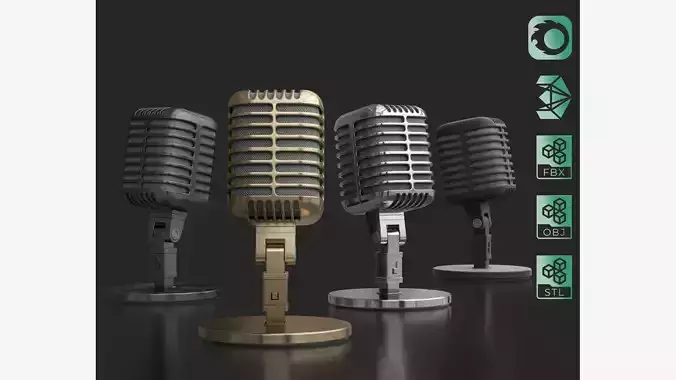 Retro Microphone  3D model