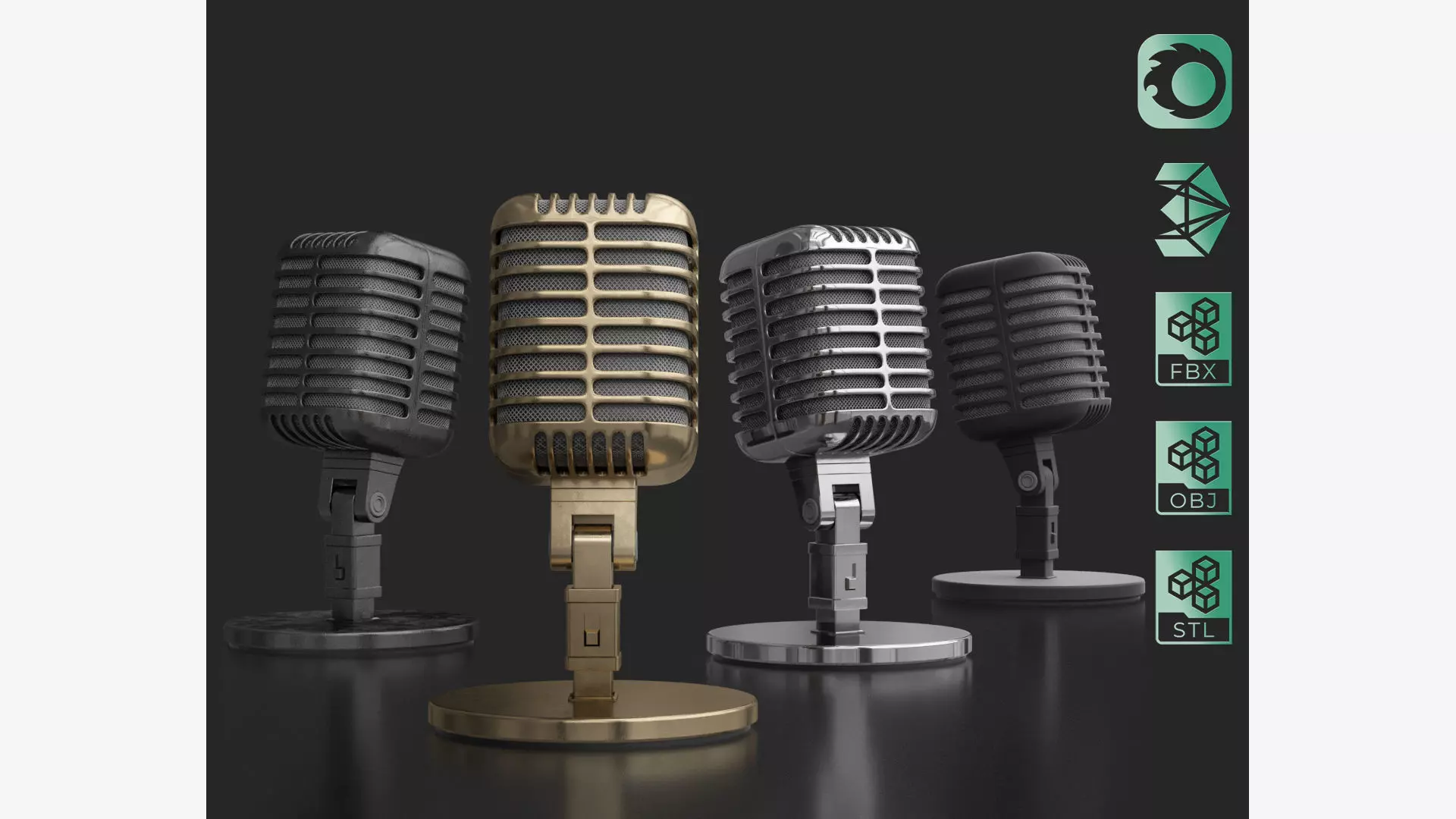 Retro Microphone 3D model_0