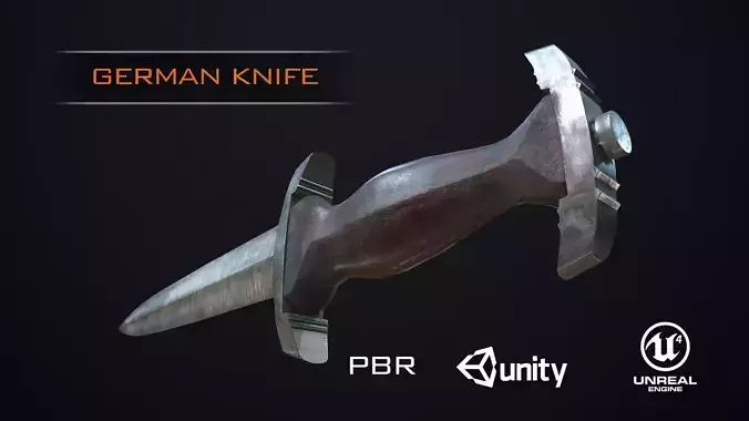 German knife Dagger 1933 WW2 PBR  Low-poly 3D model
