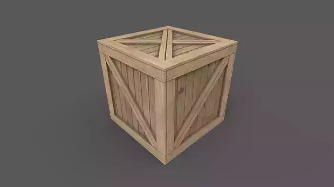 Wooden Box Game Ready Low-poly 3D model
