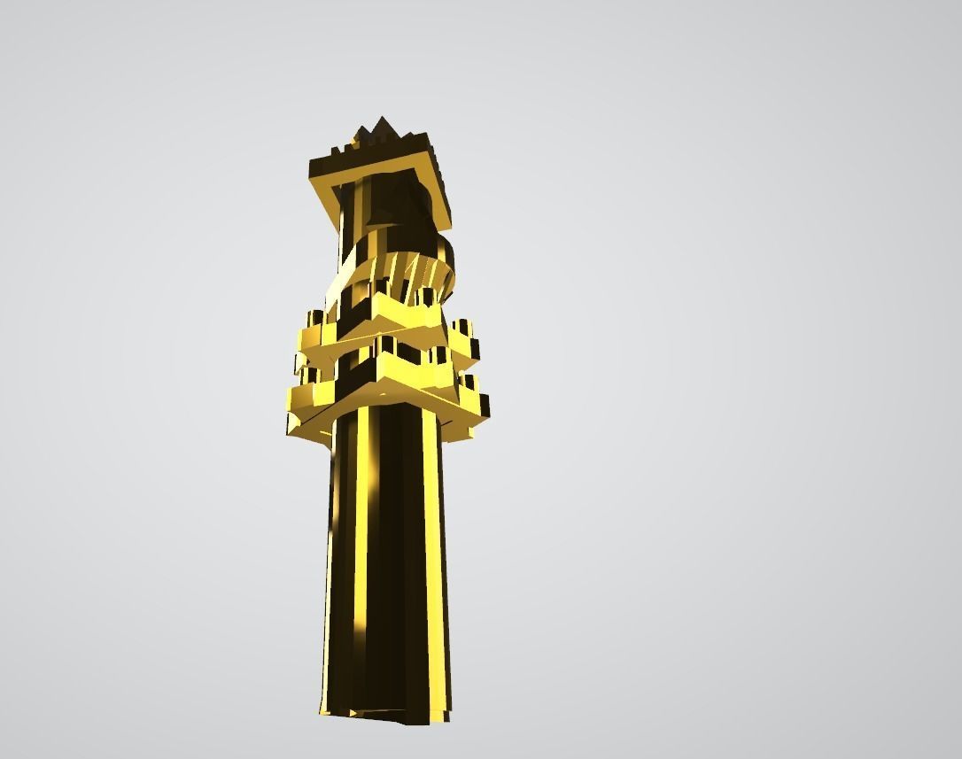tower golden statue Free 3D model_7