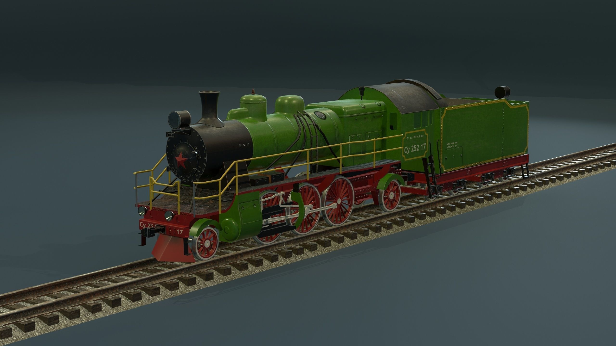 Locomotive 1-3-1Su Low-poly 3D model