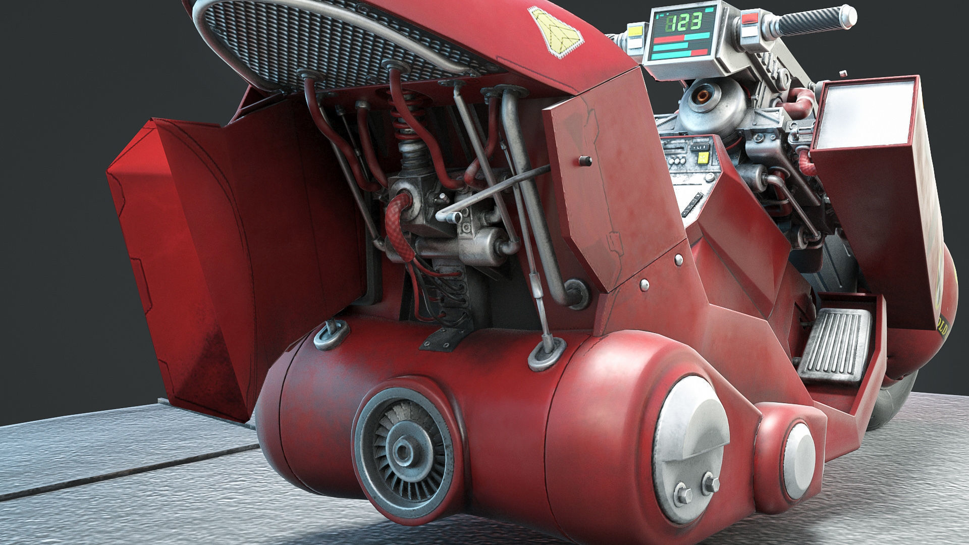 Akira Motorcycle Low-poly 3D model_10