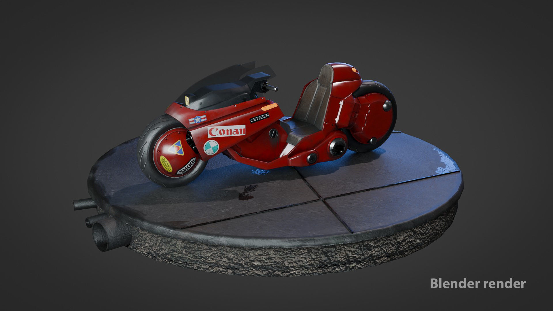 Akira Motorcycle Low-poly 3D model_16