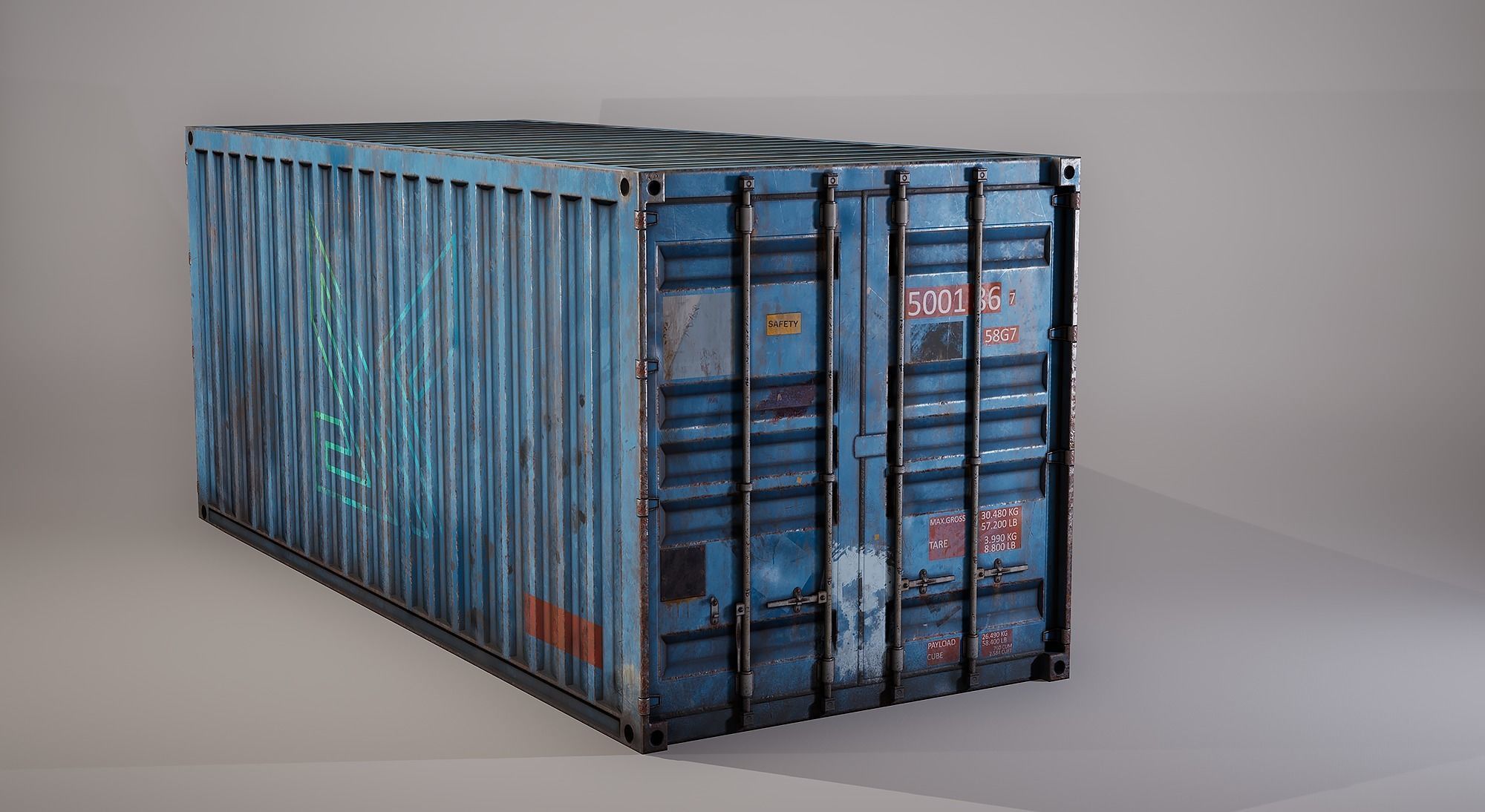 Shipping Container Low-poly 3D model_1