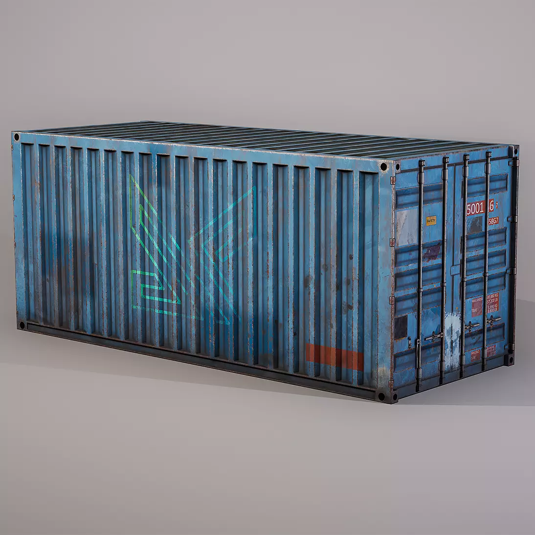 Shipping Container Low-poly 3D model_0