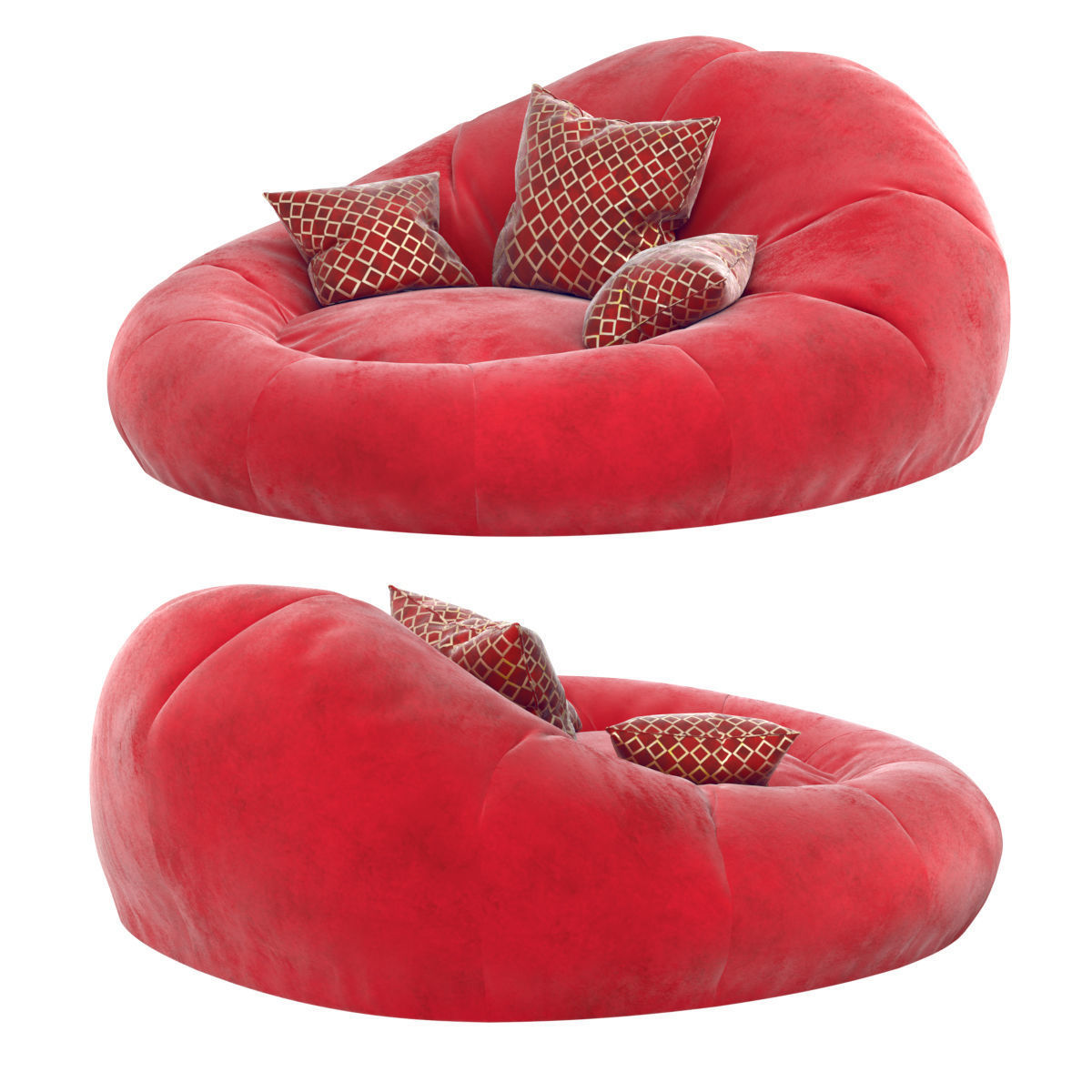 Foam Bean Bag Chair Red 3D model CGTrader