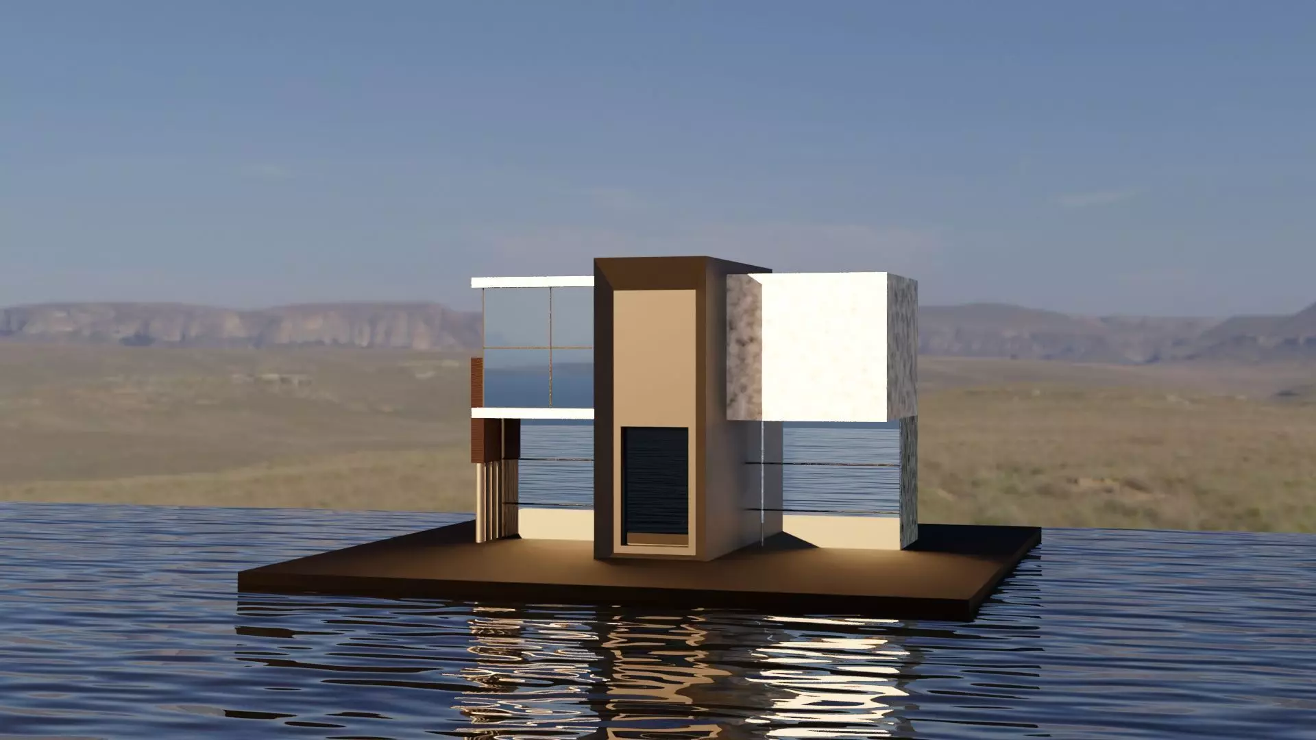 Modern house Free low-poly 3D model_0