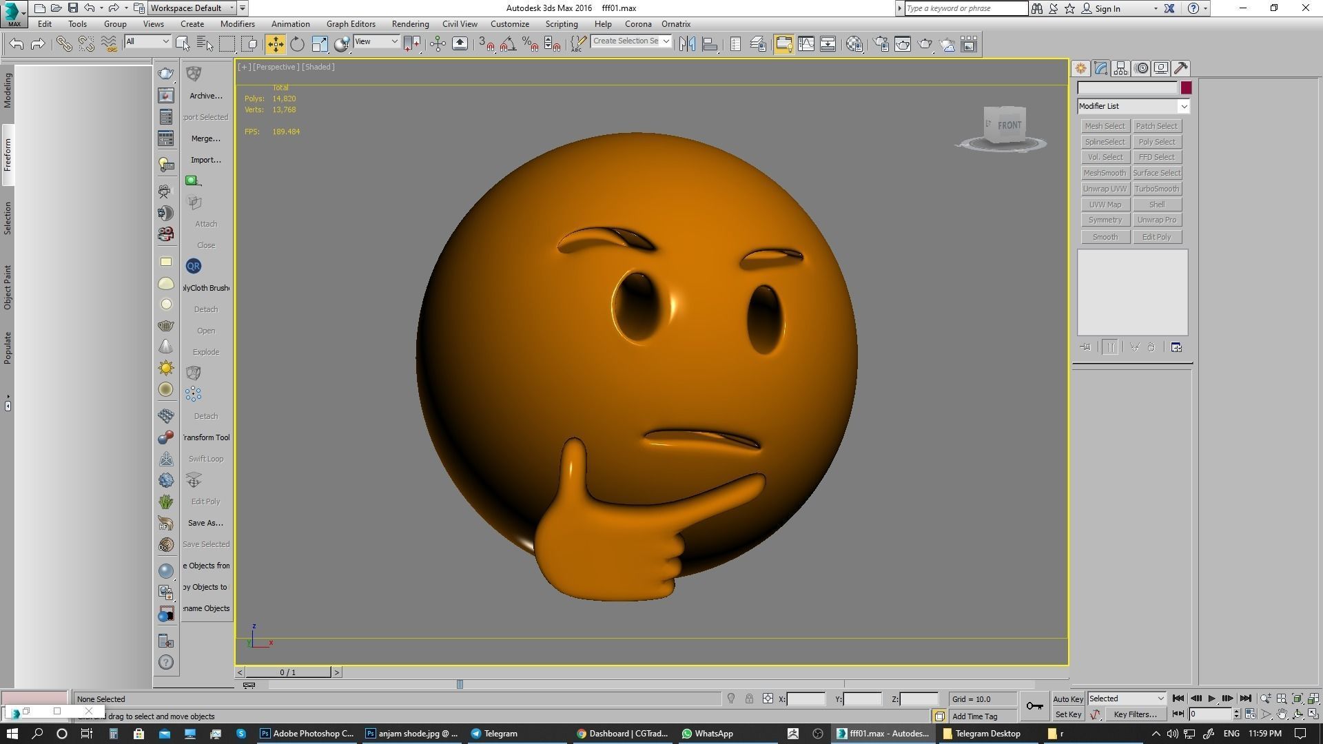 Emoji Thinking Face  3D model_5