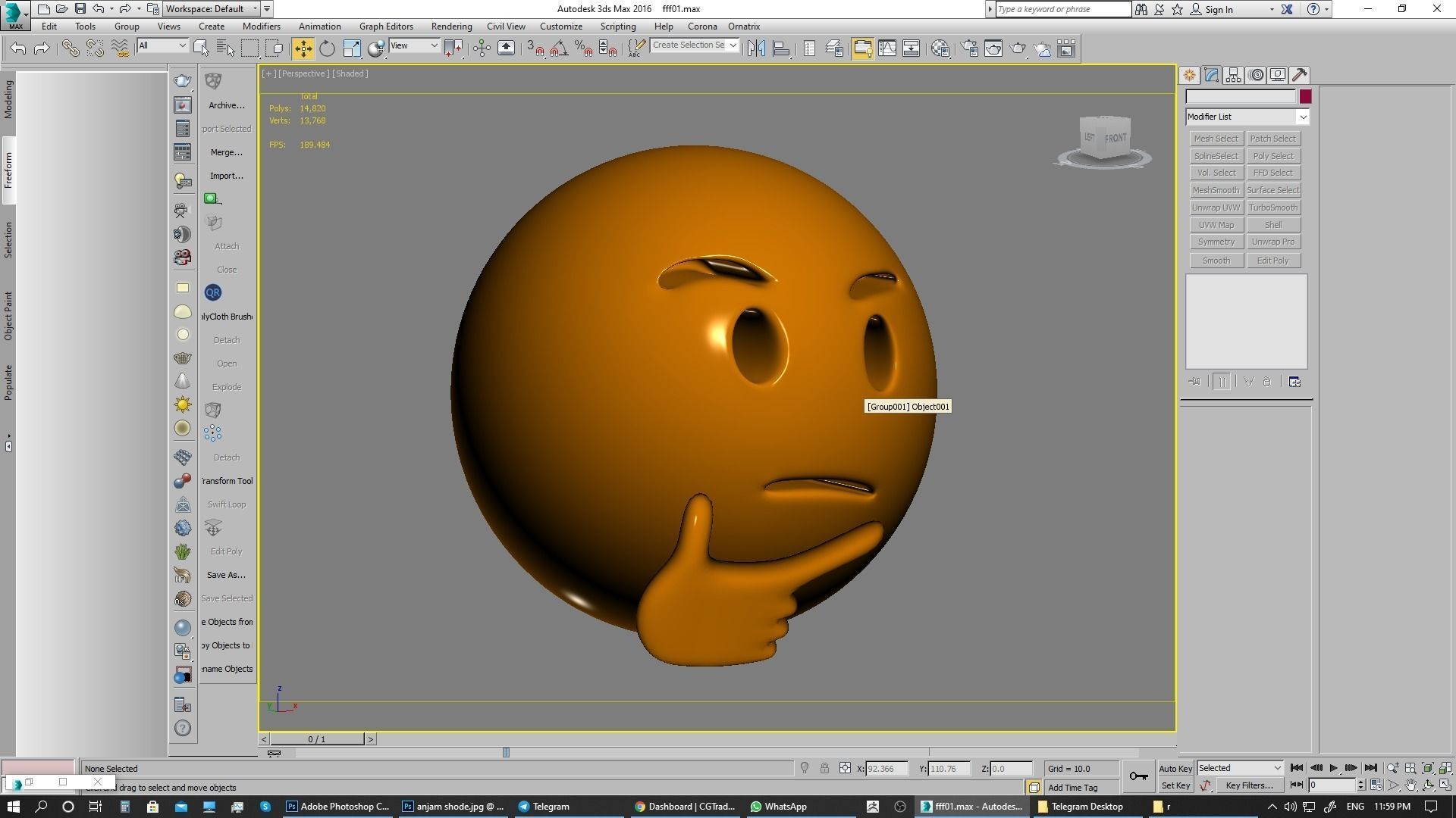 Emoji Thinking Face  3D model_11