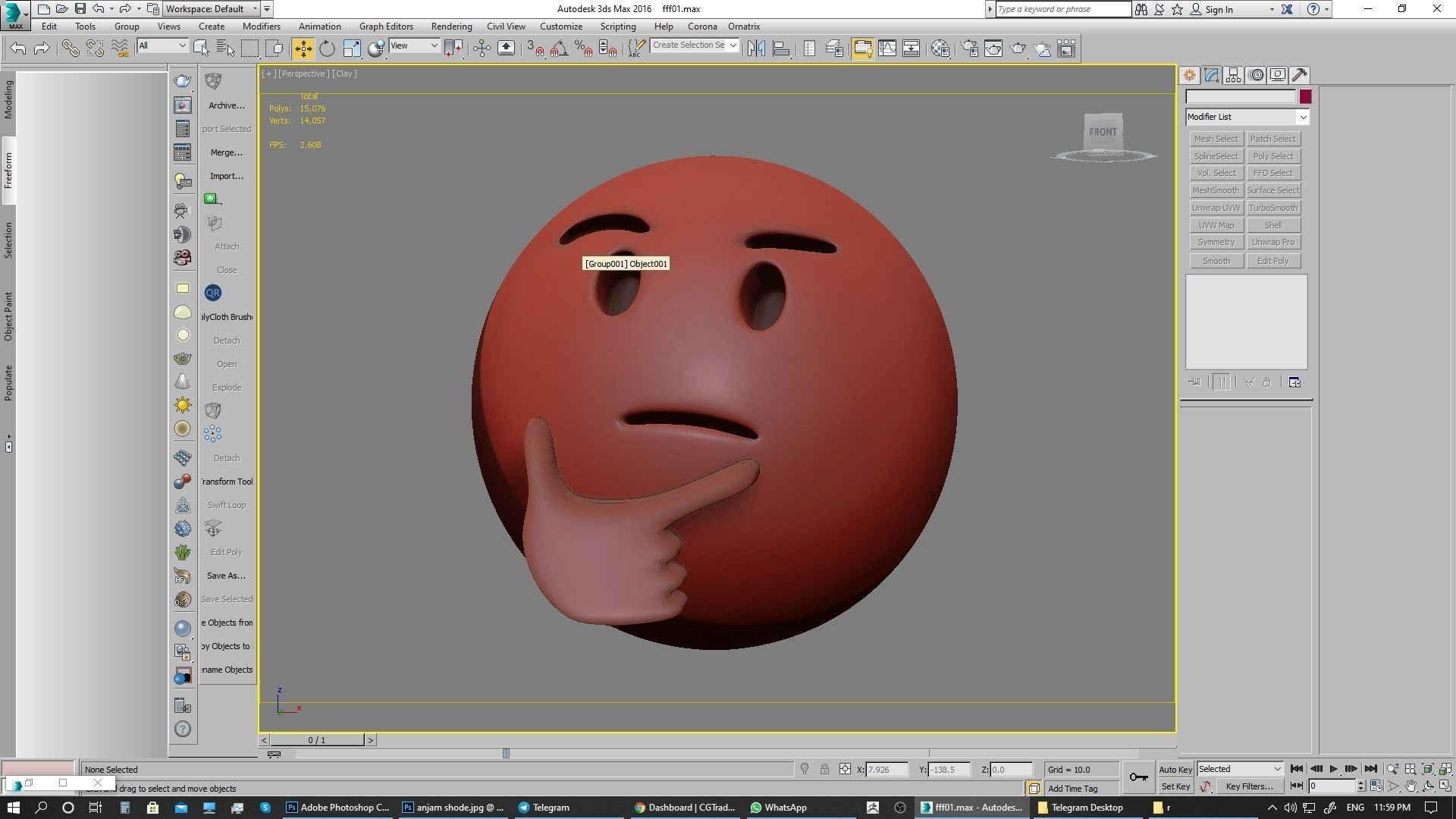 Emoji Thinking Face  3D model_24