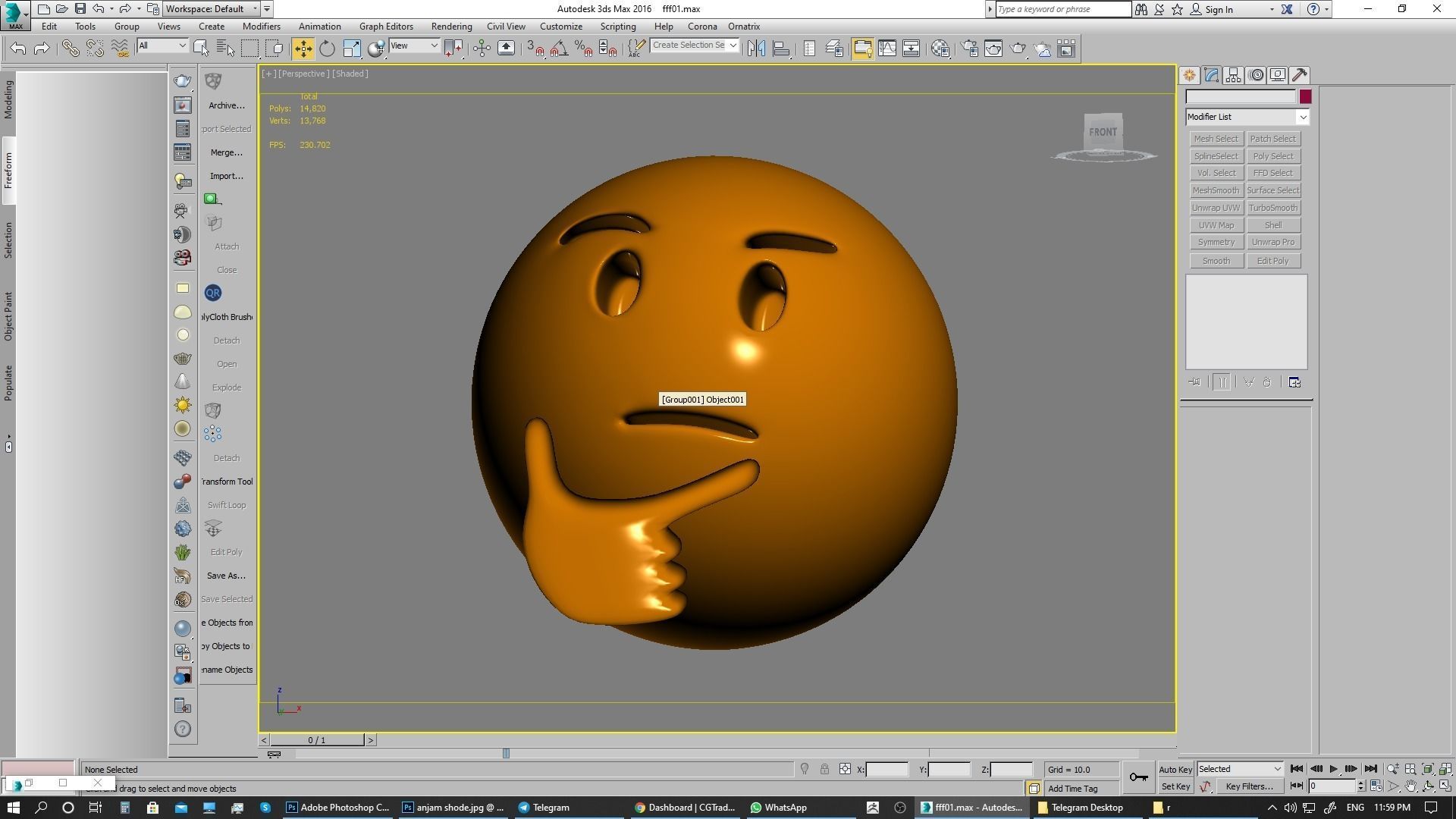 Emoji Thinking Face  3D model_12