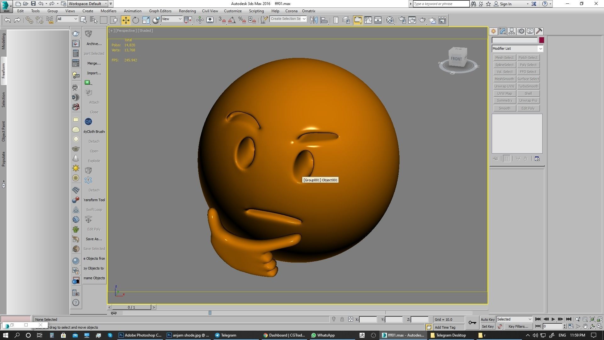 Emoji Thinking Face  3D model_8