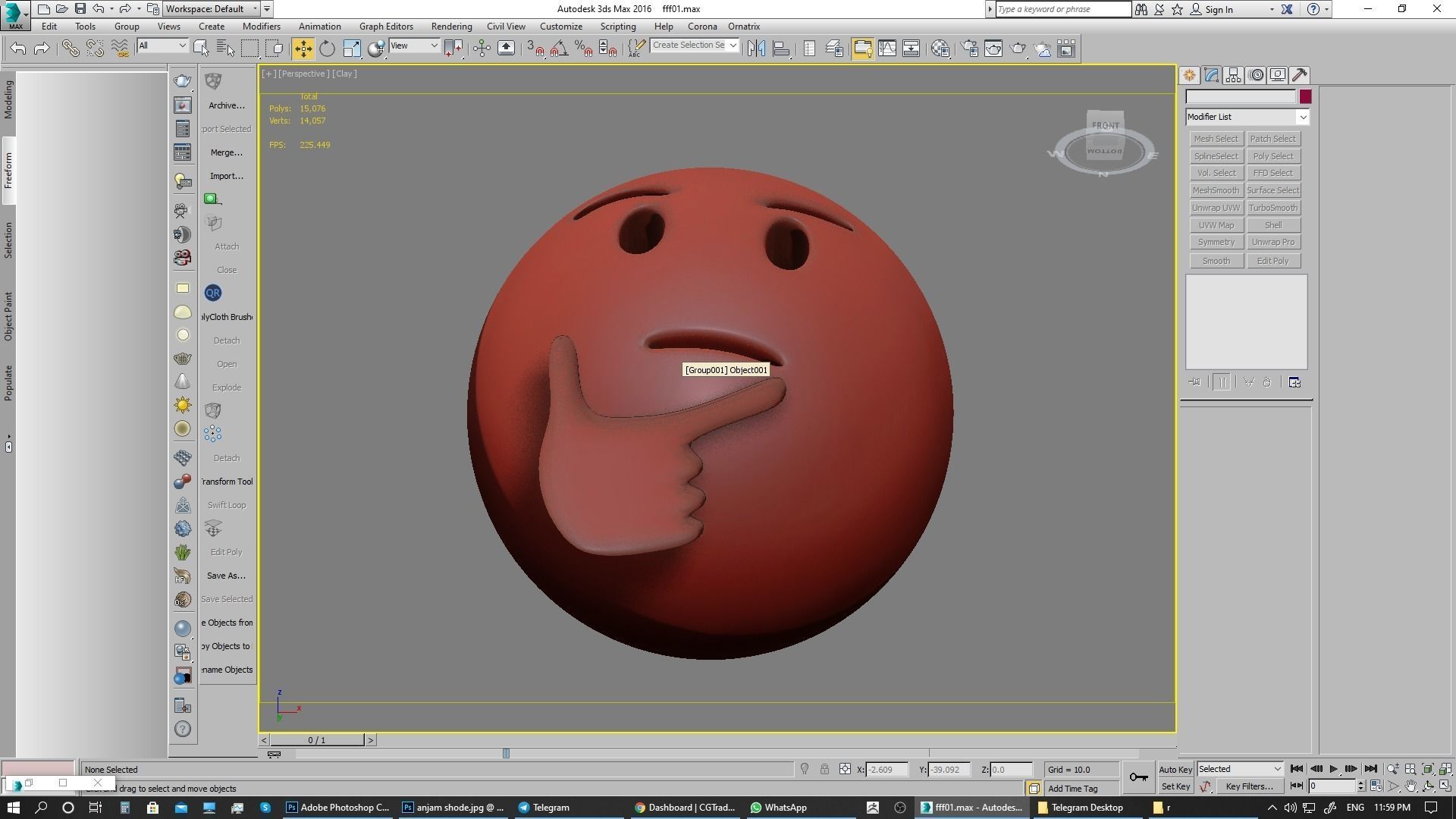 Emoji Thinking Face  3D model_17