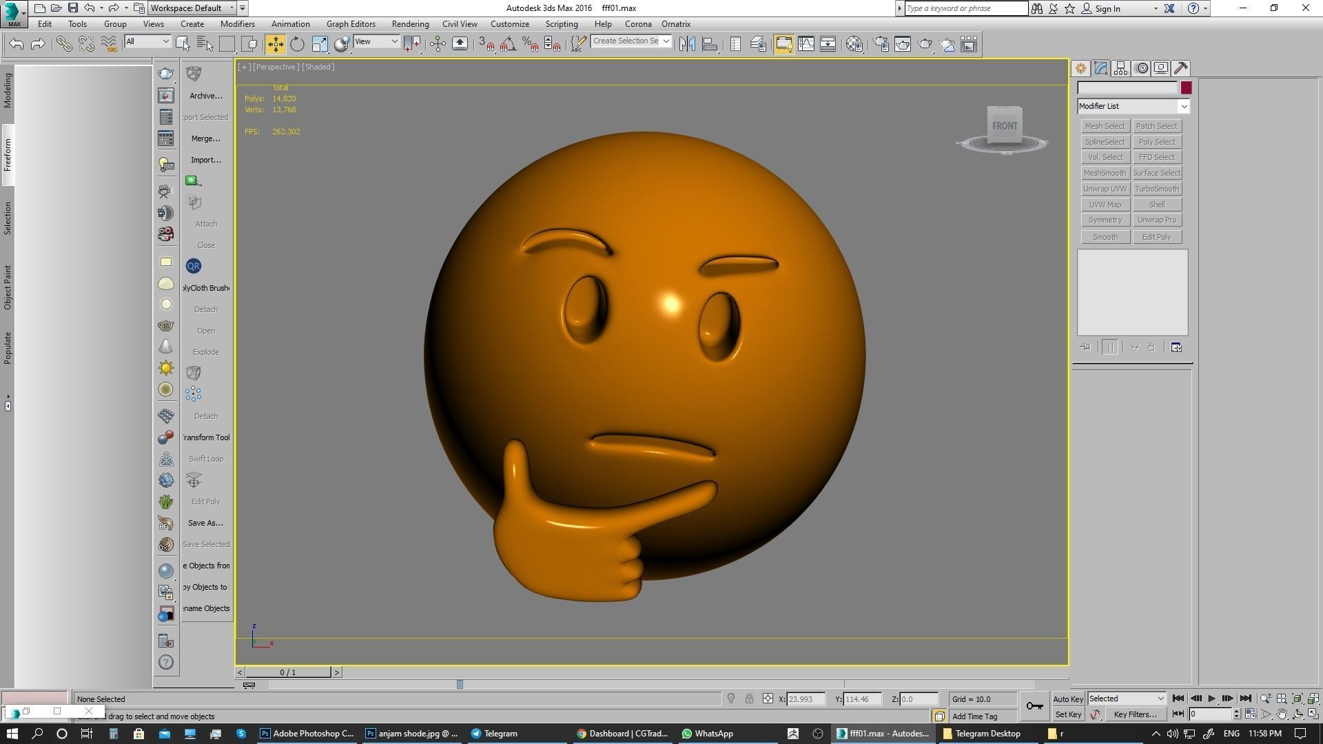 Emoji Thinking Face  3D model_3
