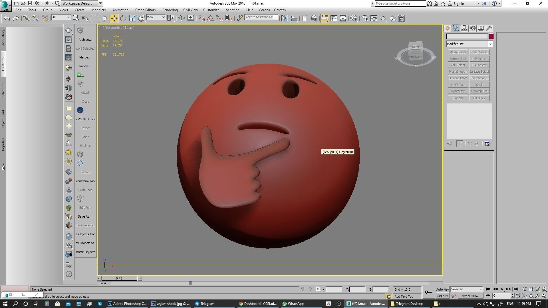 Emoji Thinking Face  3D model_19
