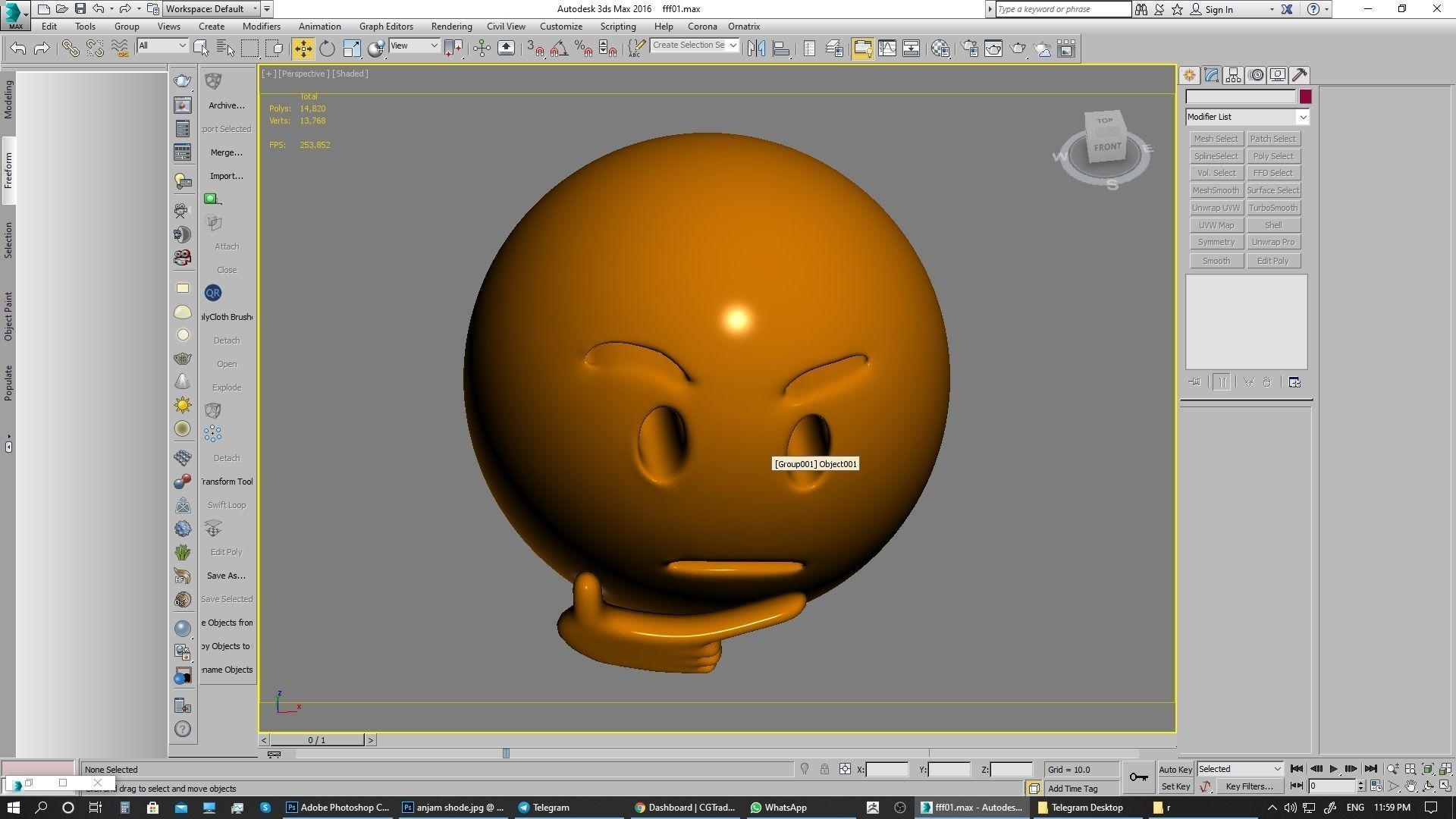 Emoji Thinking Face  3D model_6