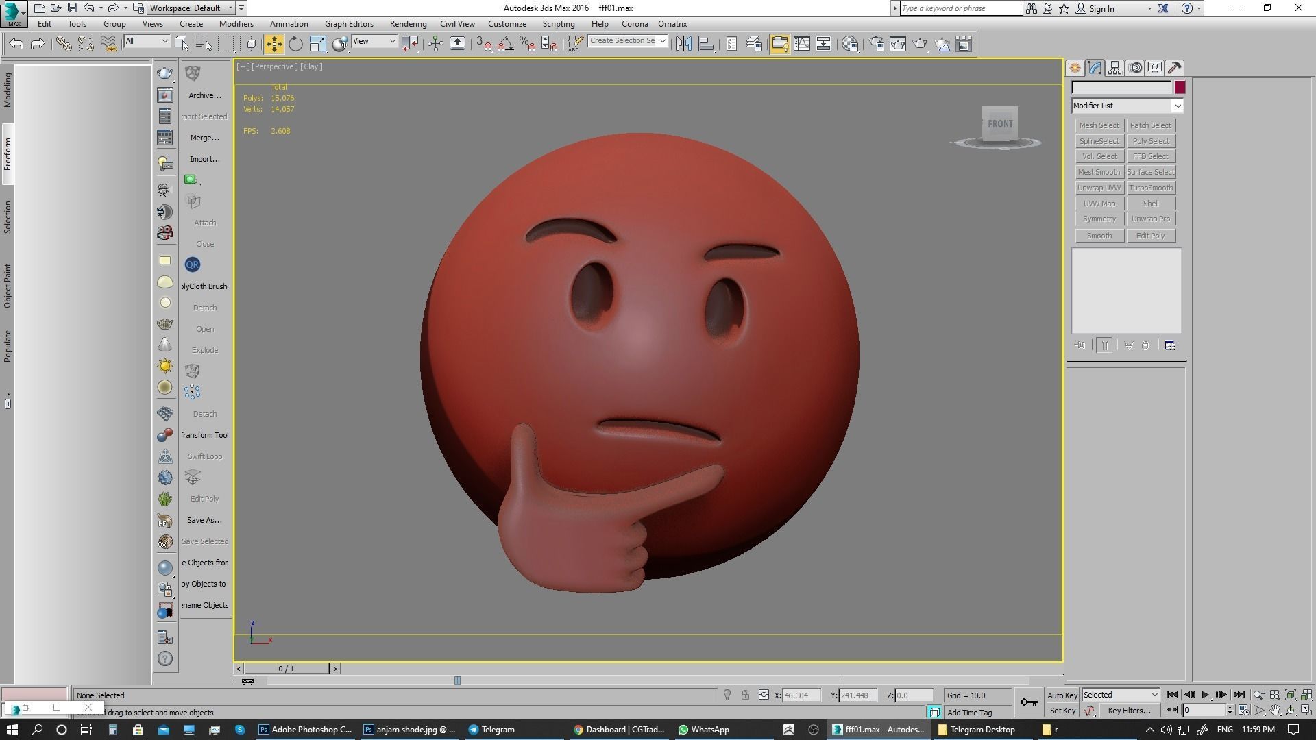 Emoji Thinking Face  3D model_15